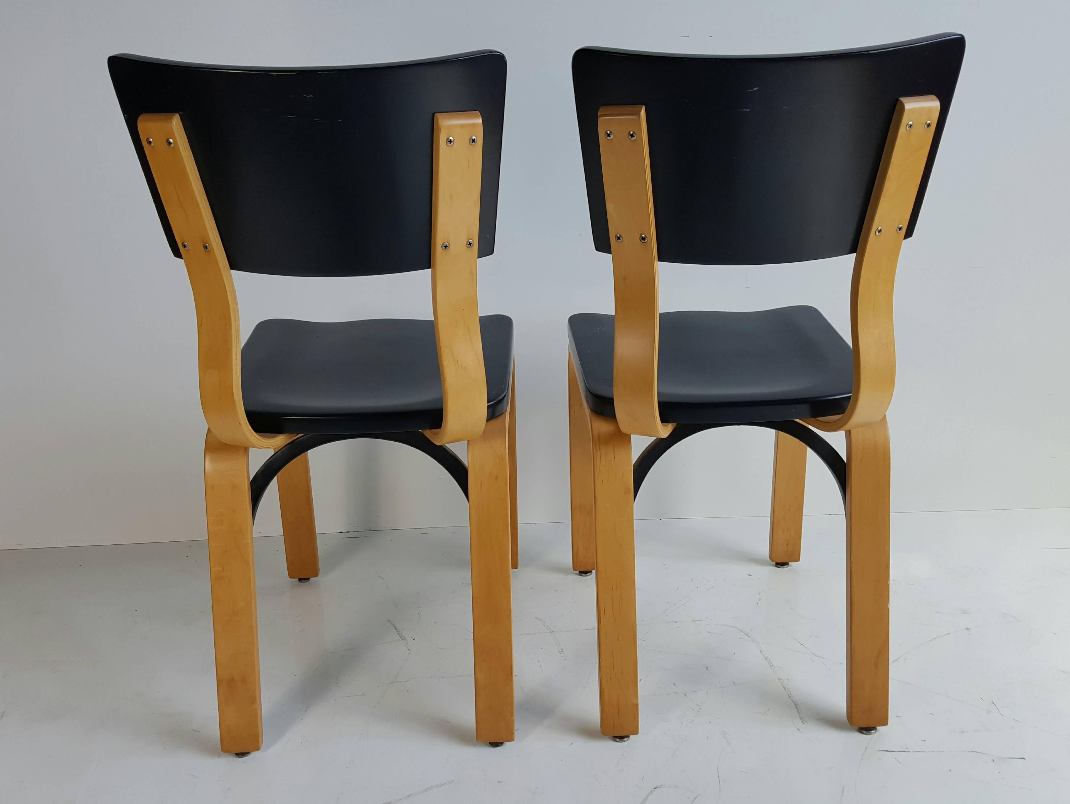 Lacquered Classic Modernist Bentwood Side Chairs by Thonet