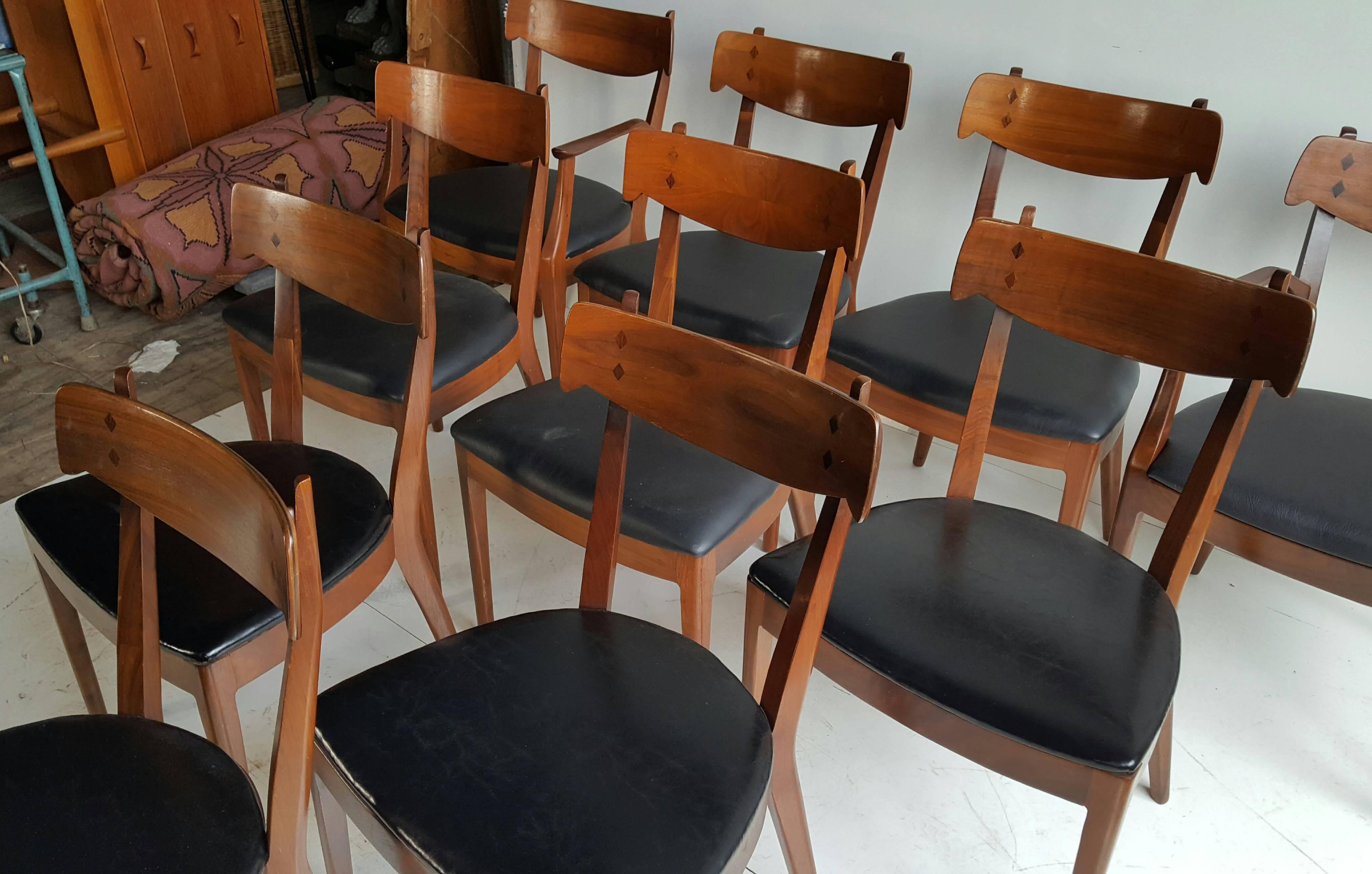Mid-Century Modern Set of Ten Mid-Century Dining Chairs by Kipp Stewart for Drexel