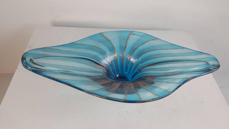 Fratelli Toso Murano Blue Aventurine Swirl Italian Art Glass Bowl ...