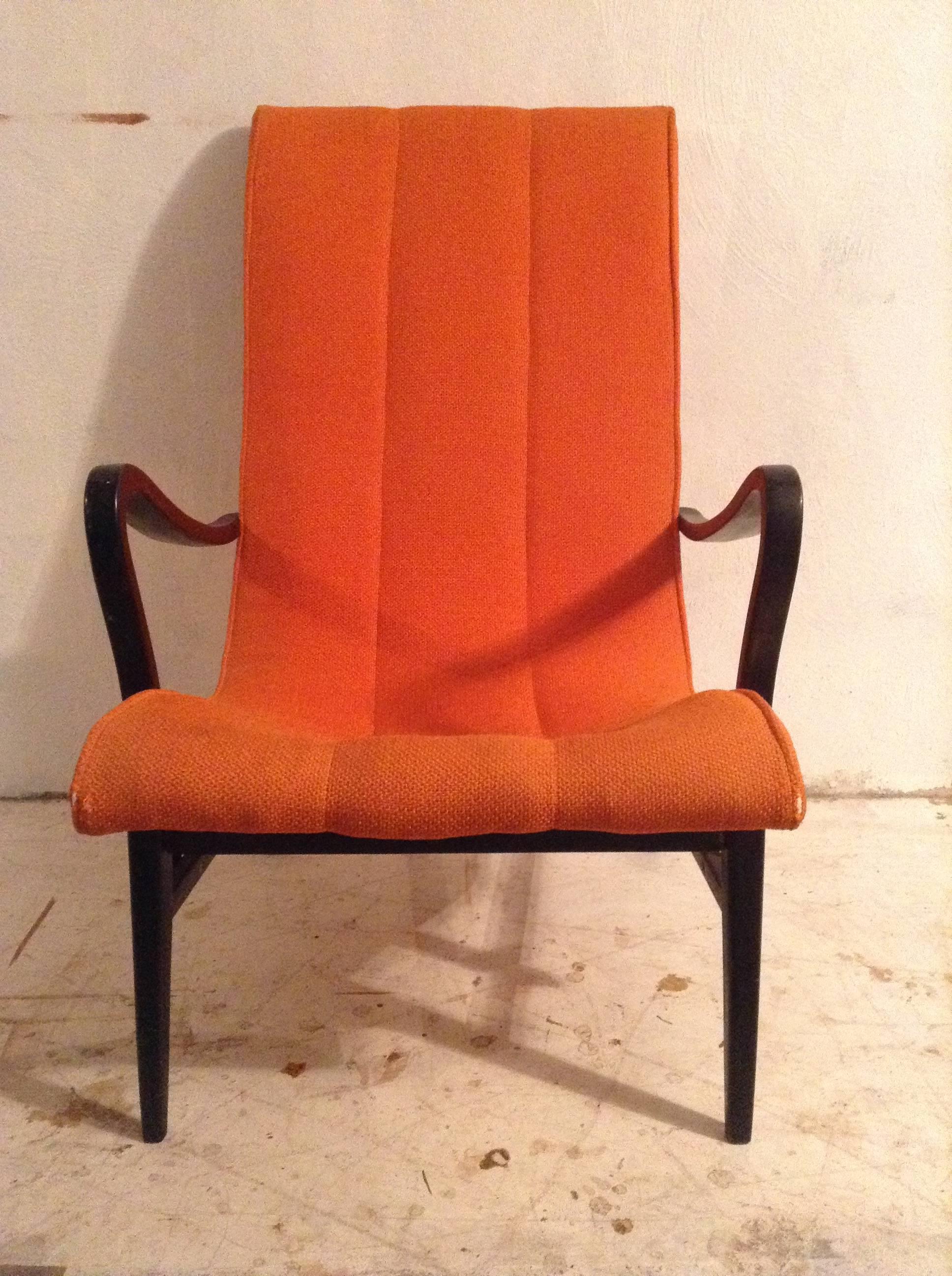 Modernist High Back Lounge Chair, Made in Japan, Manner of Bruno Mathsson In Good Condition In Buffalo, NY