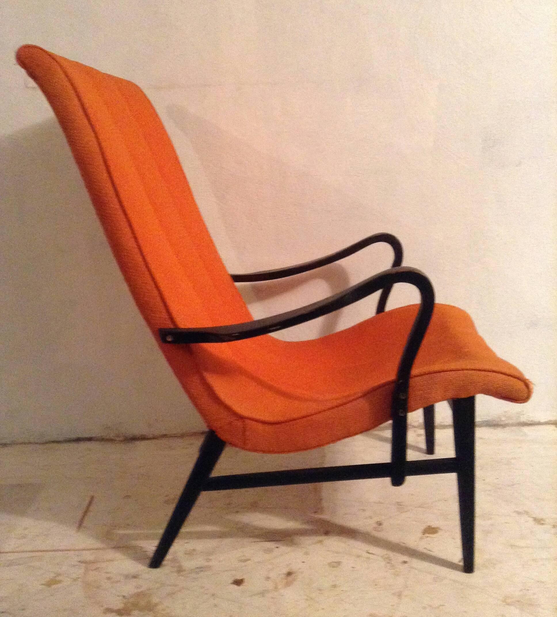 Japanese Modernist High Back Lounge Chair, Made in Japan, Manner of Bruno Mathsson