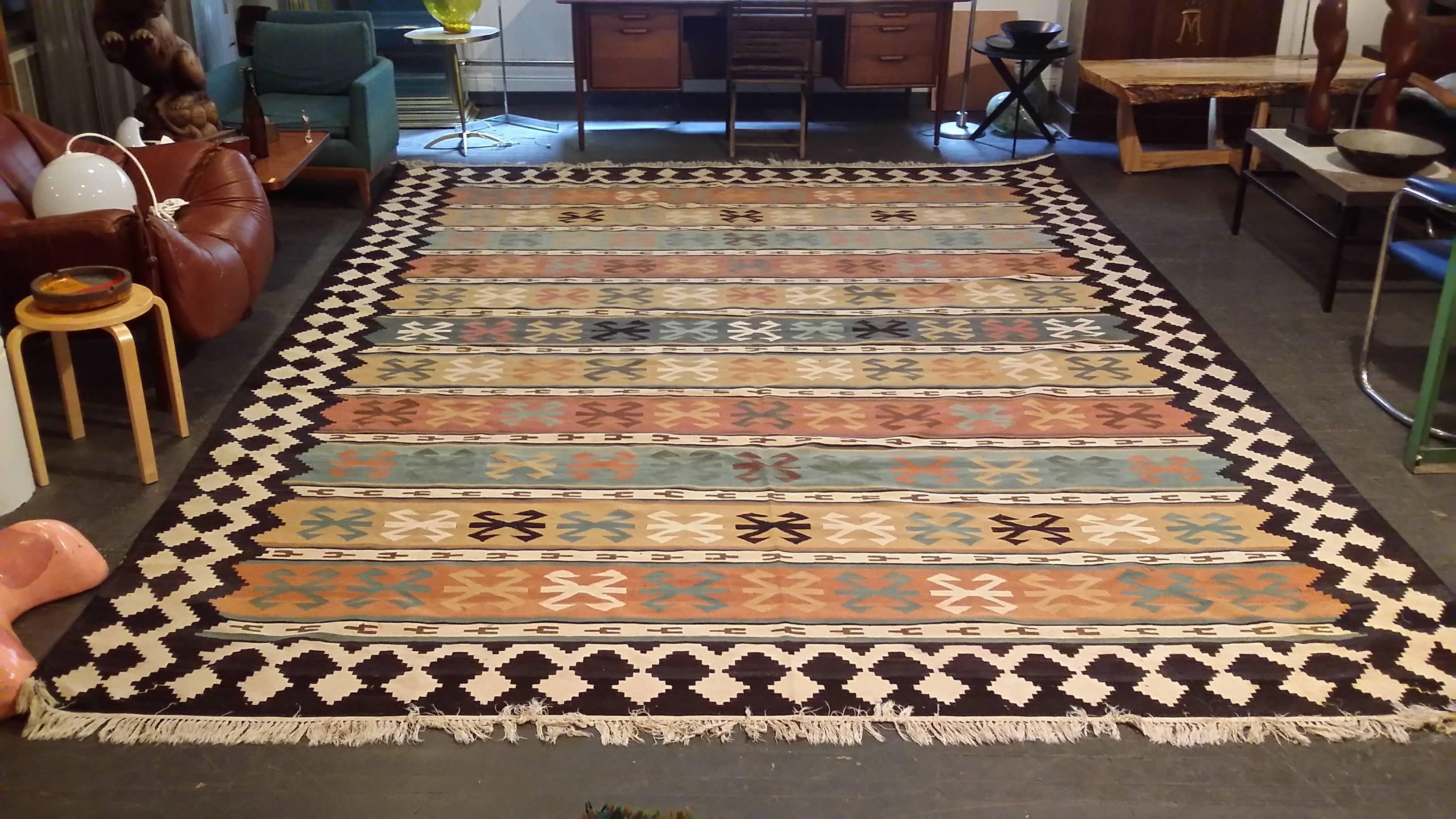 Late 20th Century Monumental Handwoven Rug, Southwest, Tribal, Navajo
