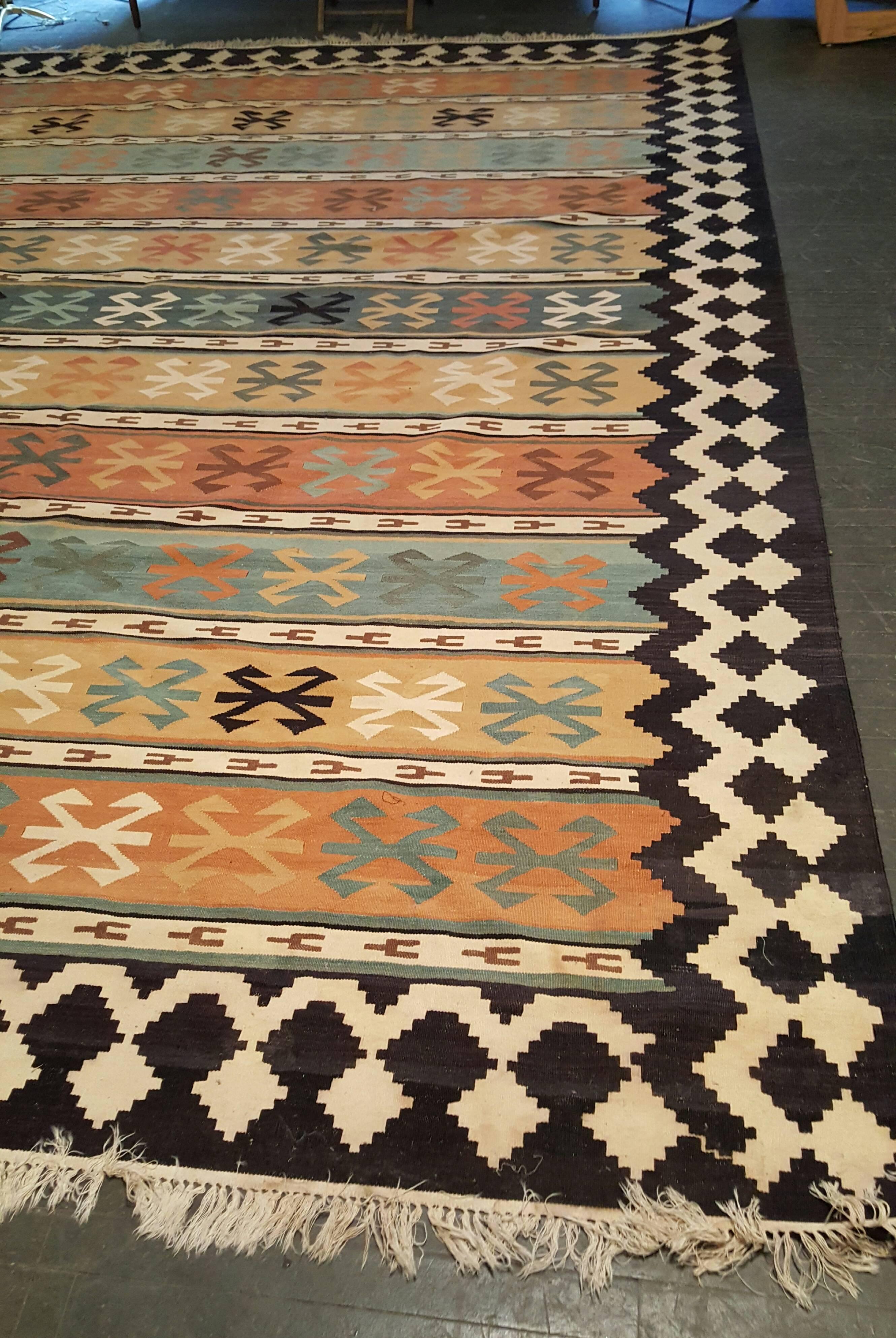 Jute Monumental Handwoven Rug, Southwest, Tribal, Navajo