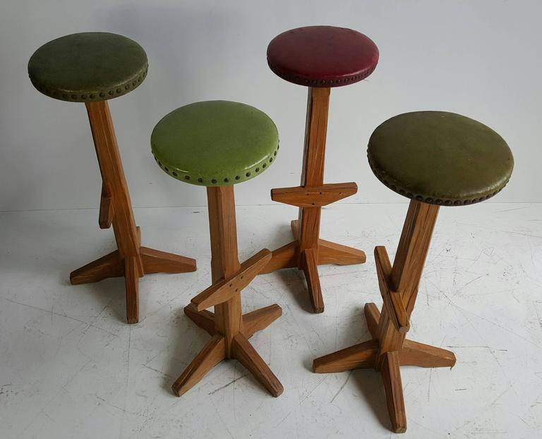Set of Four "Ranch Oak" Bar / Counter Stools For Sale at 1stDibs