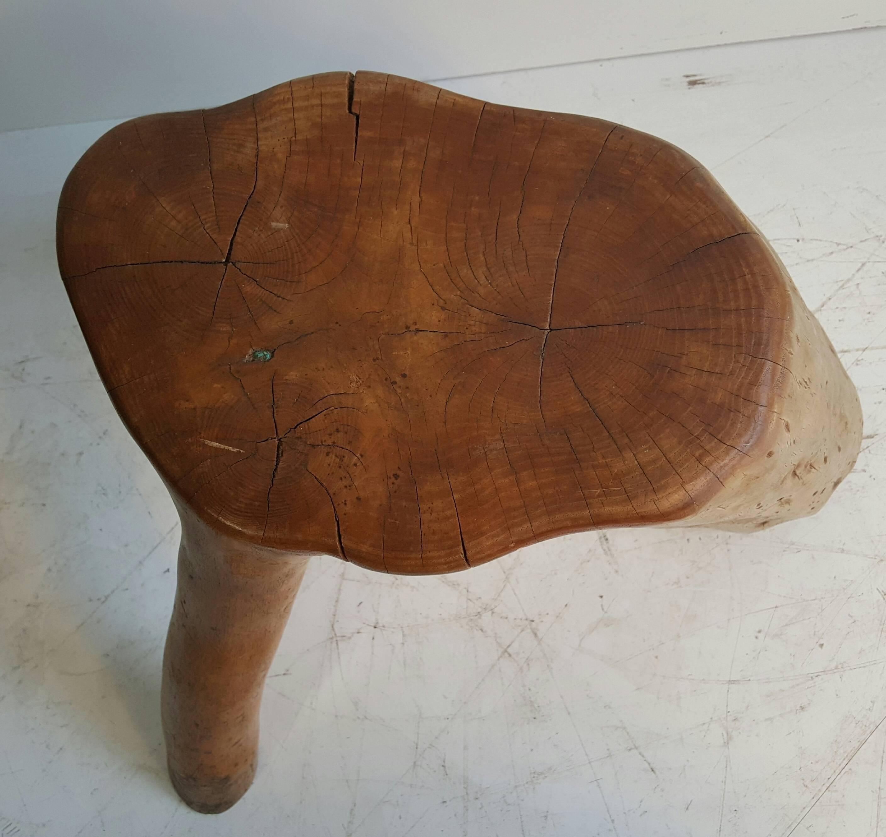 Organic Free-Form Solid Burl Wood Stool /Stump In Good Condition In Buffalo, NY