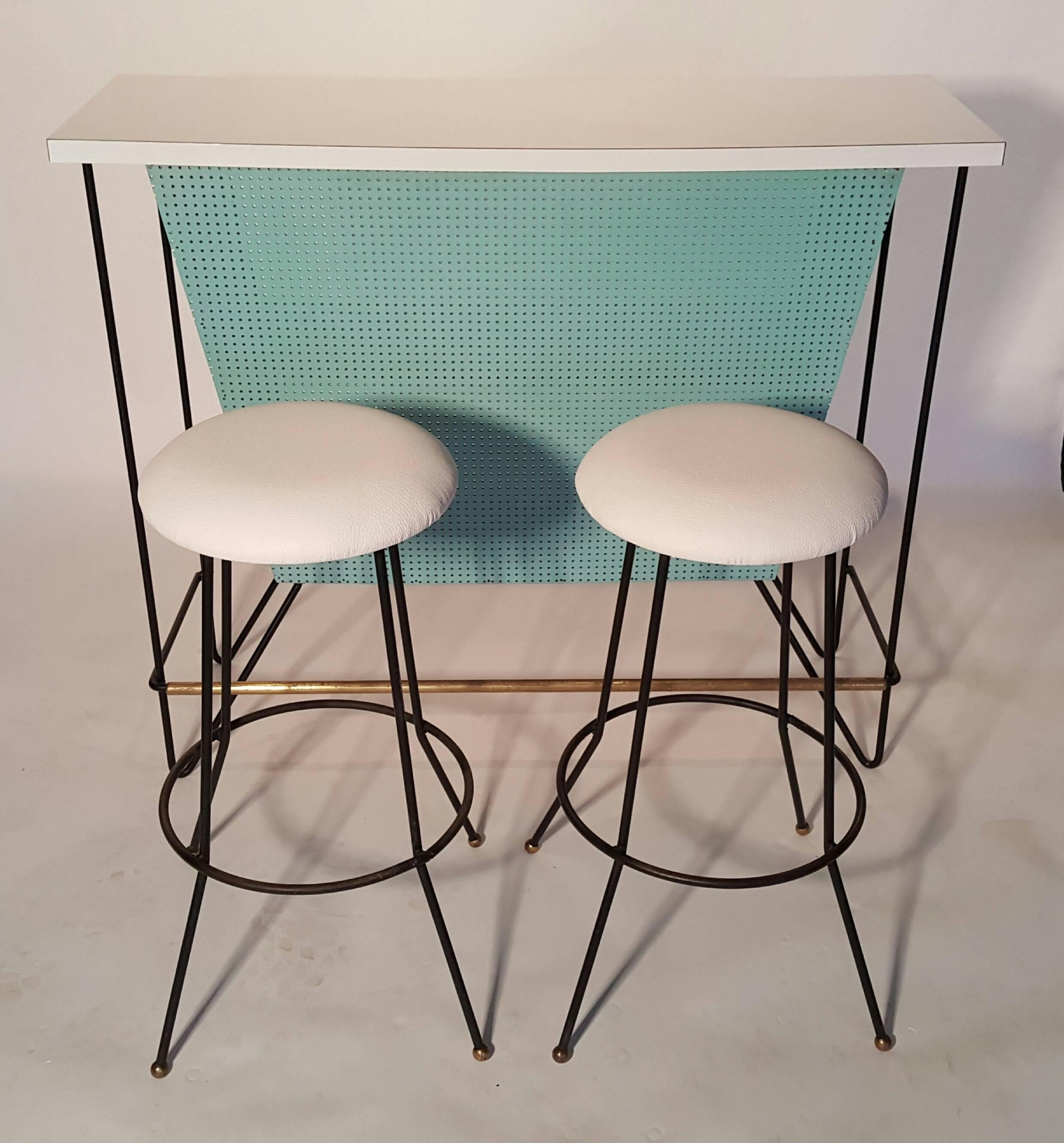 20th Century Mid-Century Modern Free-Standing Bar and Stools by Frederick Weinberg