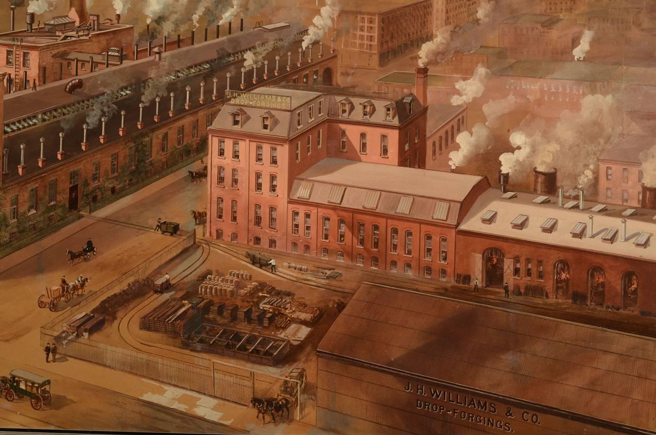 Seltene Industriefabrik, Gouache auf Papier, J.H.Williams & Co von Richard Rummell (Spätes 19. Jahrhundert) im Angebot