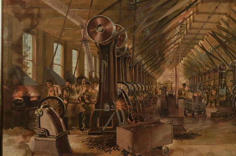 Rare Industrial Factory Painting J.H. Williams and Co. by Richard W