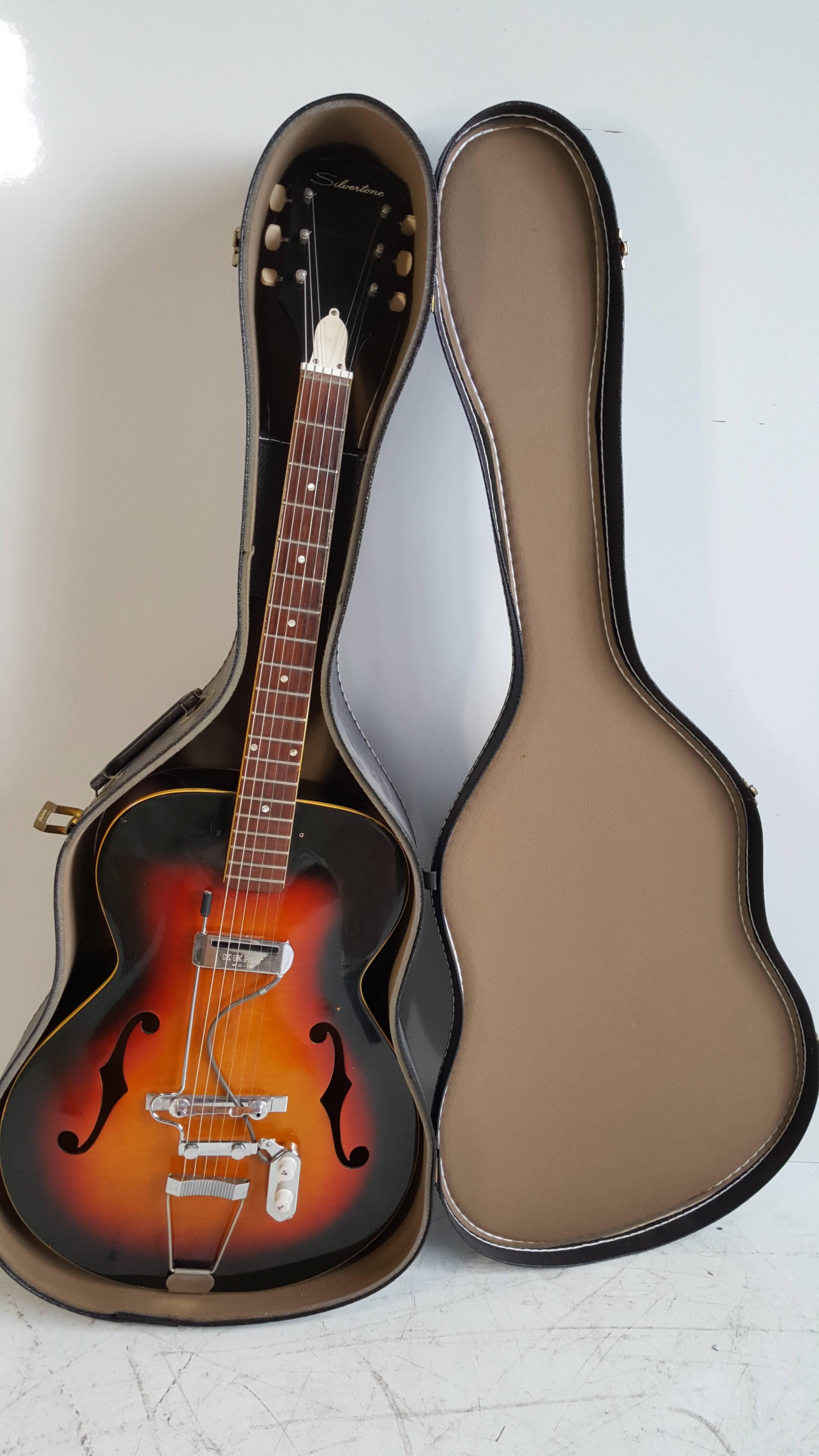 20th Century Acoustic or Electric Jazz Guitar, Silvertone, 1950s For Sale