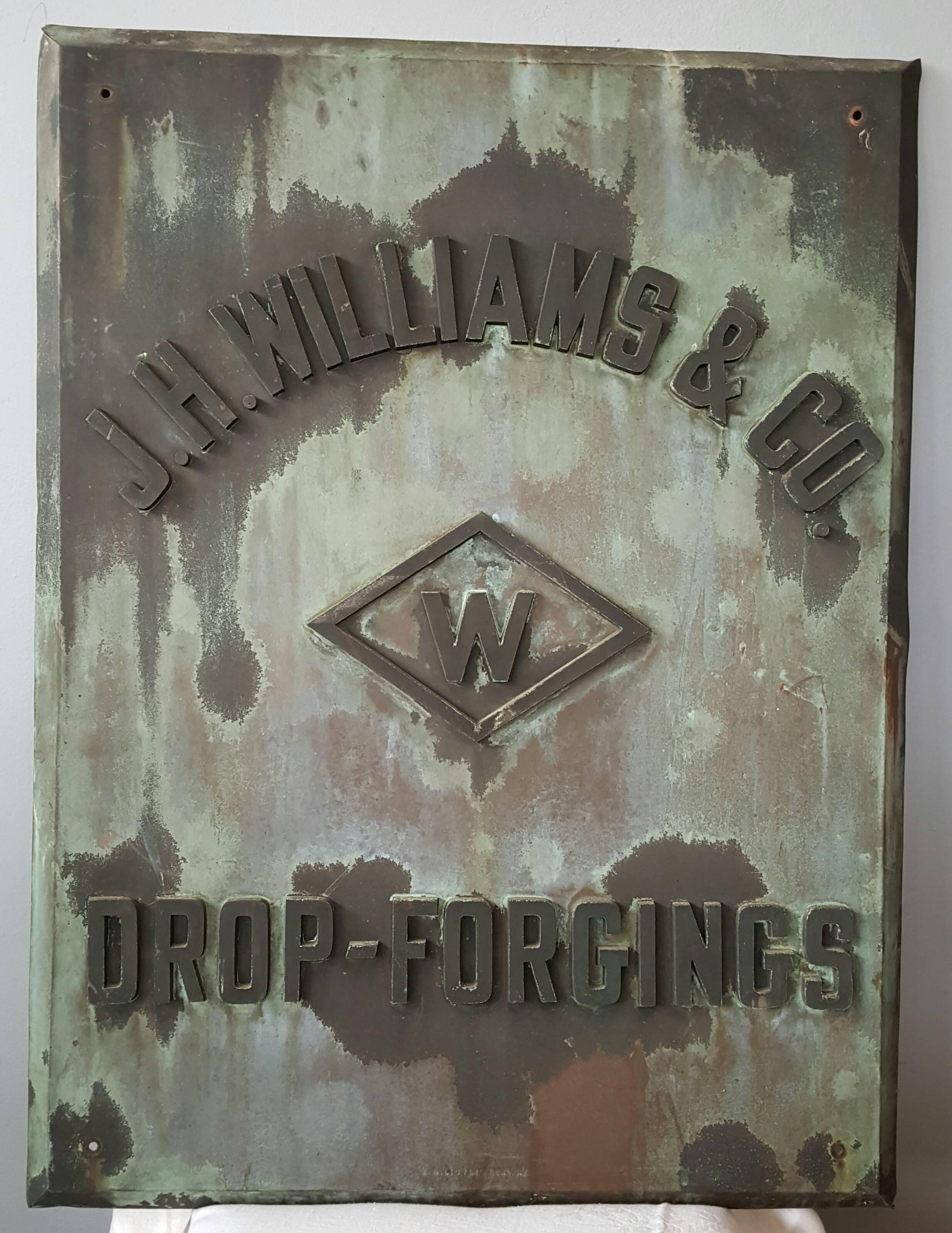Late 19th Century Rare 1880s Handmade Copper/Bronze Sign, Plaque 