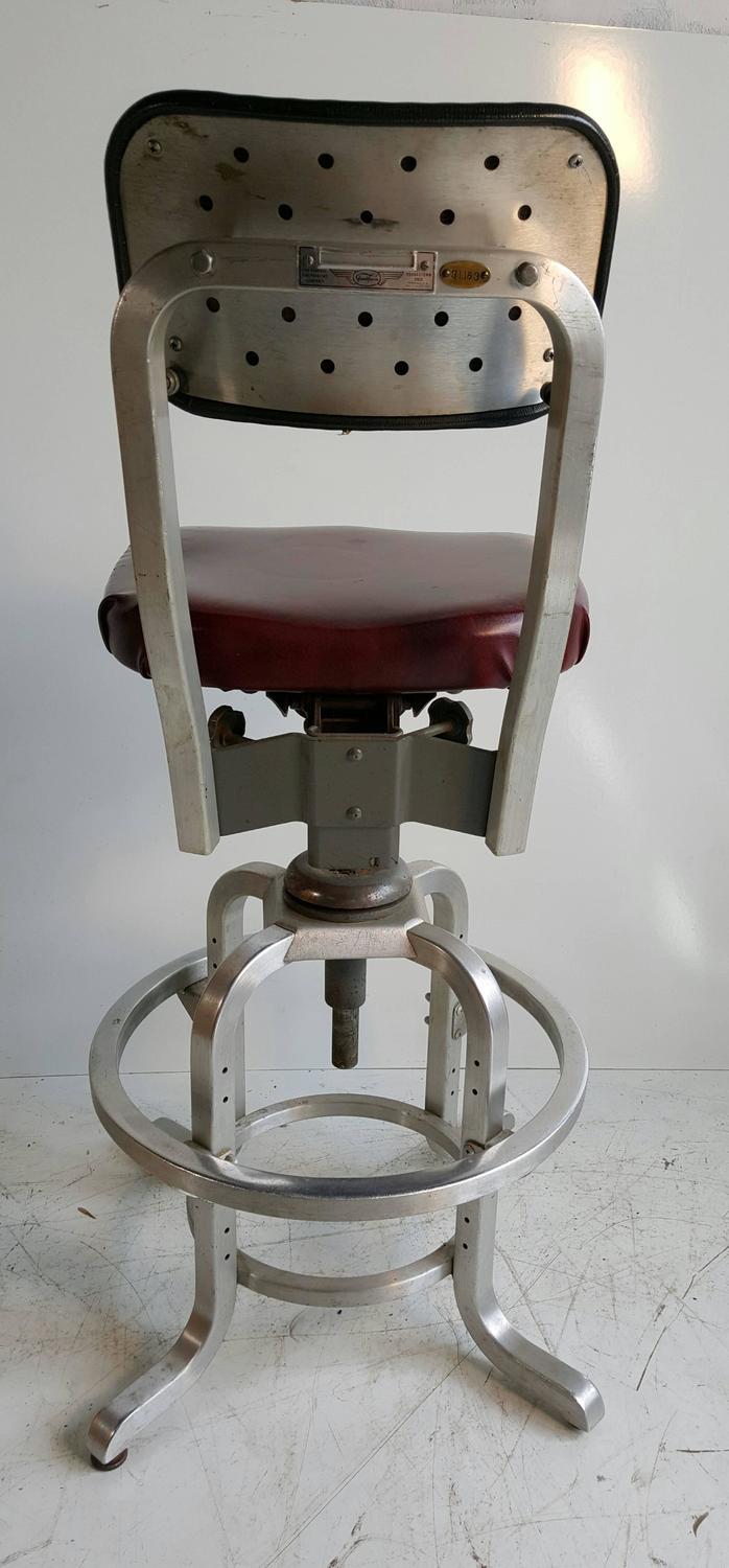 Rare GoodForm Adjustable Aluminum Drafting Stool, Industrial Elegance