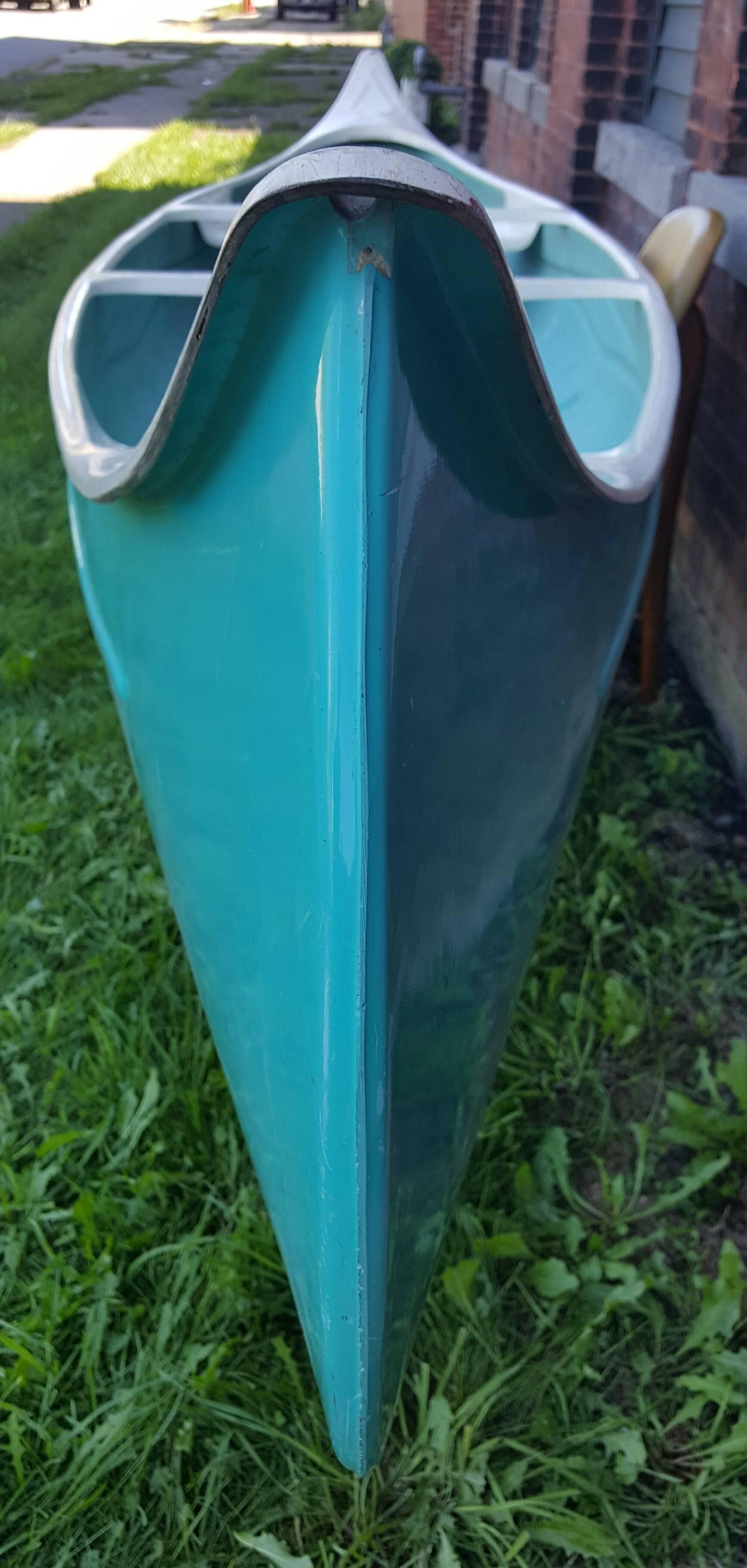 American Mid-Century Modern 'Core Craft' Turquoise Fiberglass Canoe