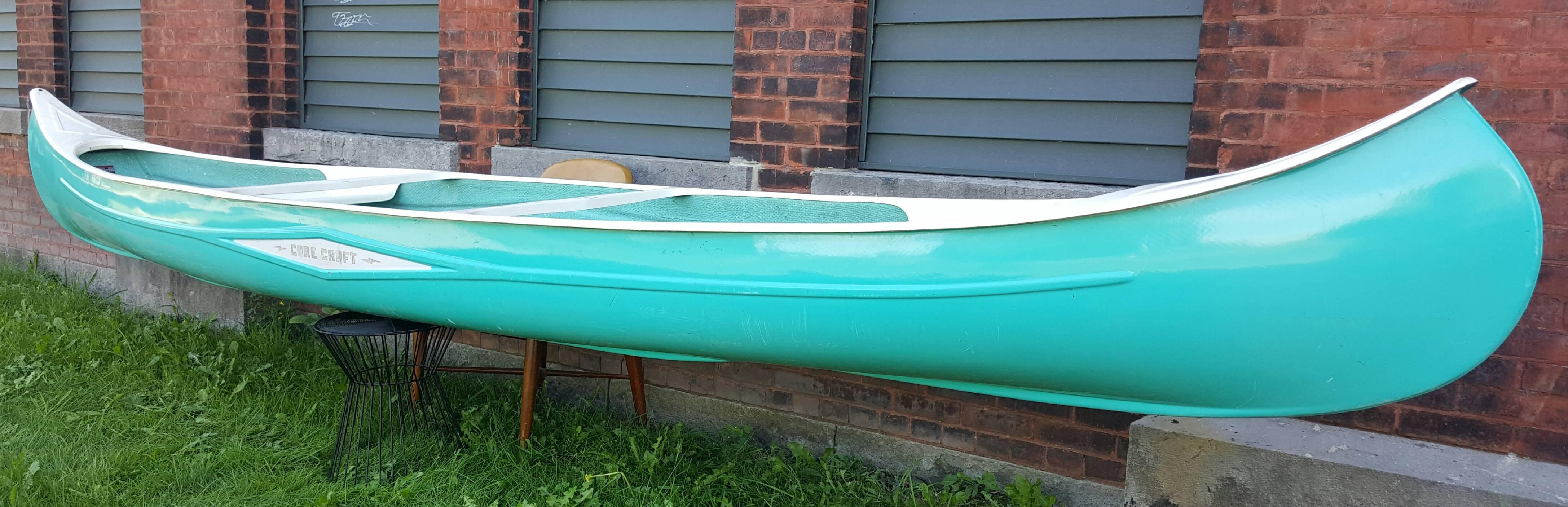 MidCentury Modern 'Core Craft' Turquoise Fiberglass Canoe at 1stDibs core craft canoe for