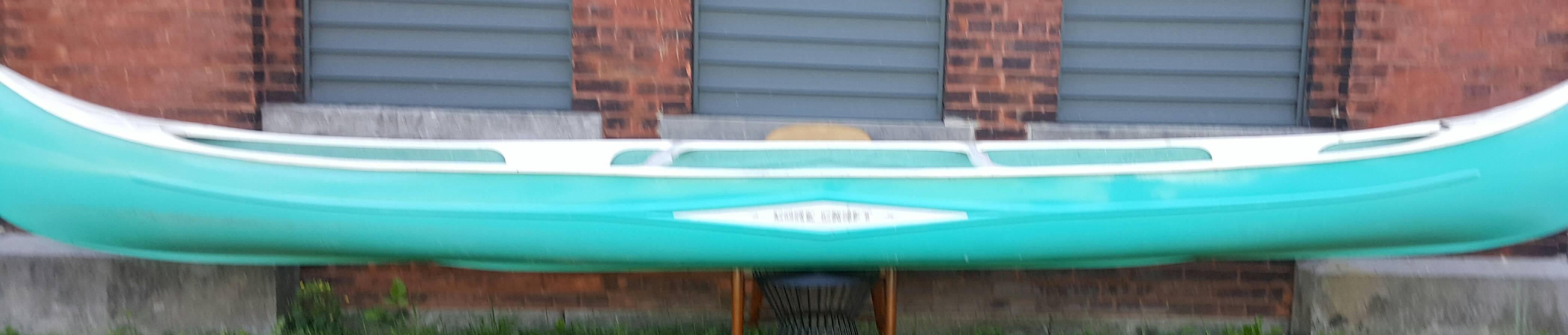Mid-Century Modern 'Core Craft' Turquoise Fiberglass Canoe 1