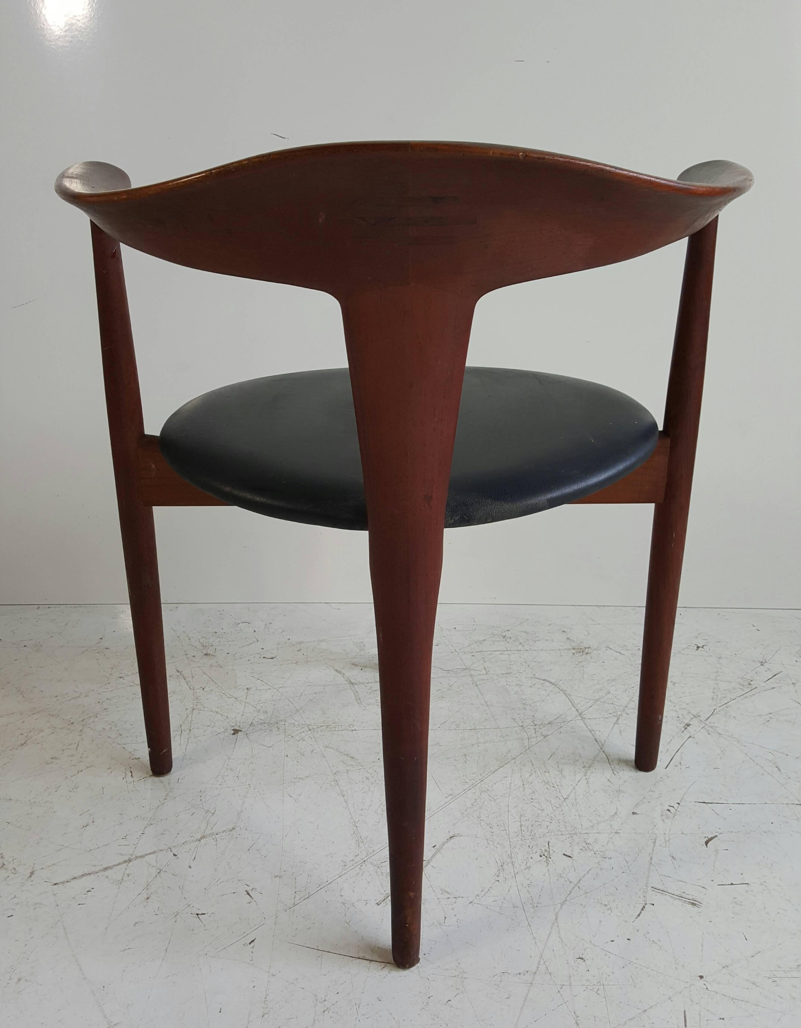 Danish Modernist Sculptural Walnut and Leather Armchair by Johannes Andersen