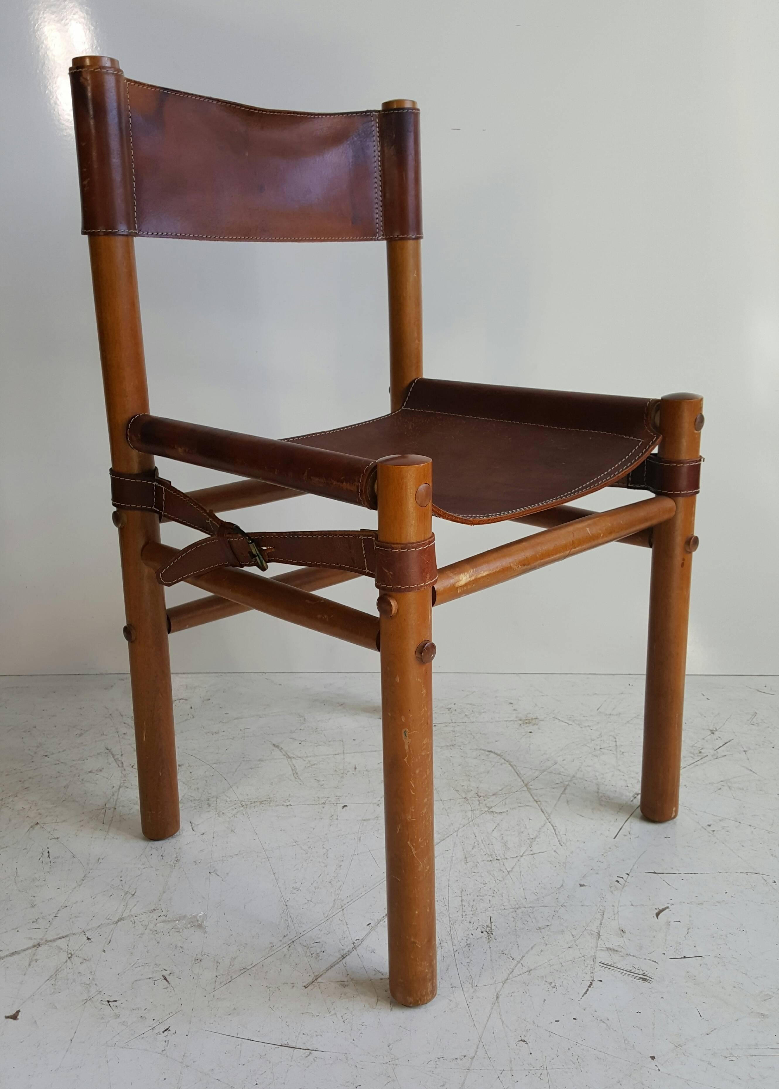 Scandinavian Modern Arne Norell Leather Safari Side Chair, Modernist, Denmark