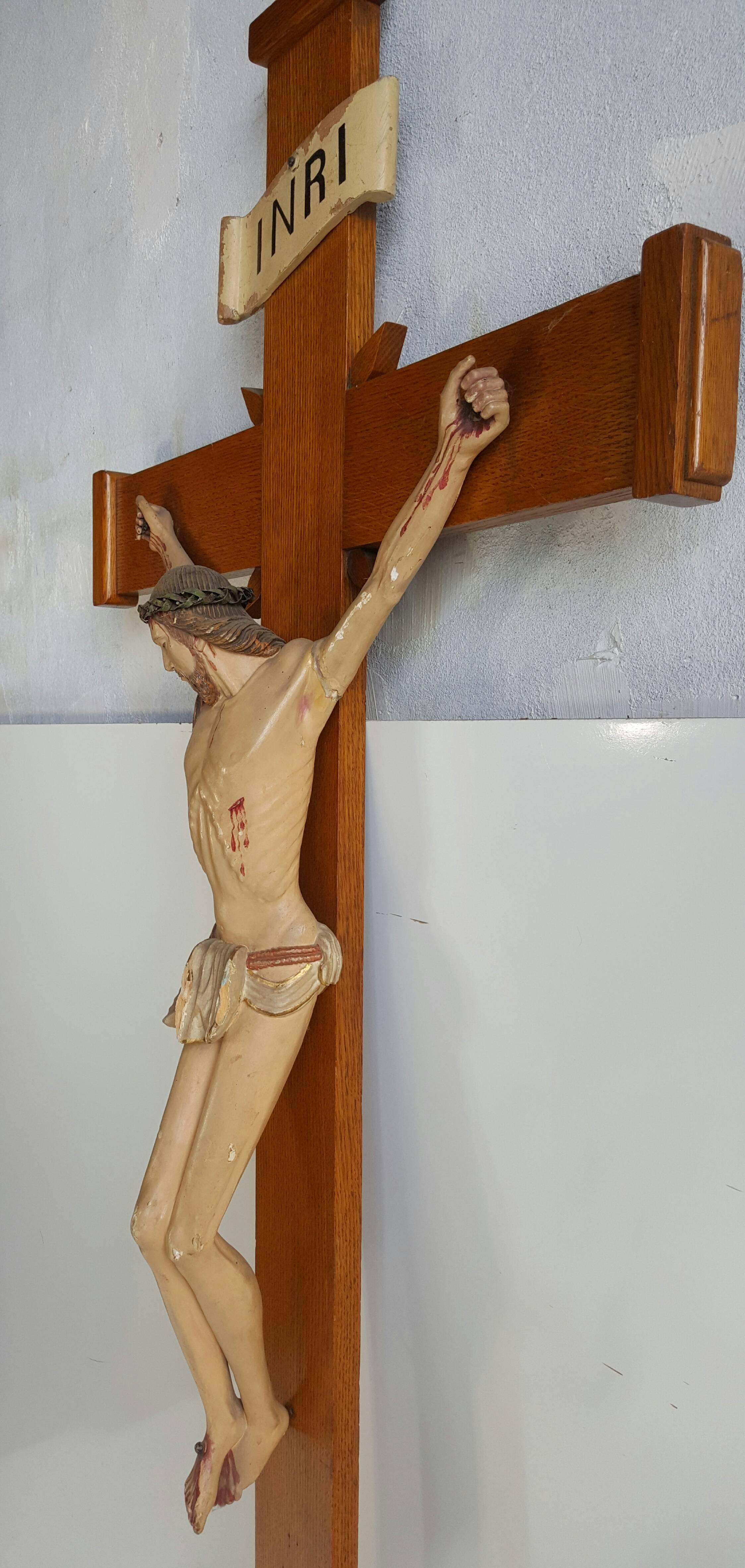Early 20th Century 20th Century Antique Carved Wood Crucifix