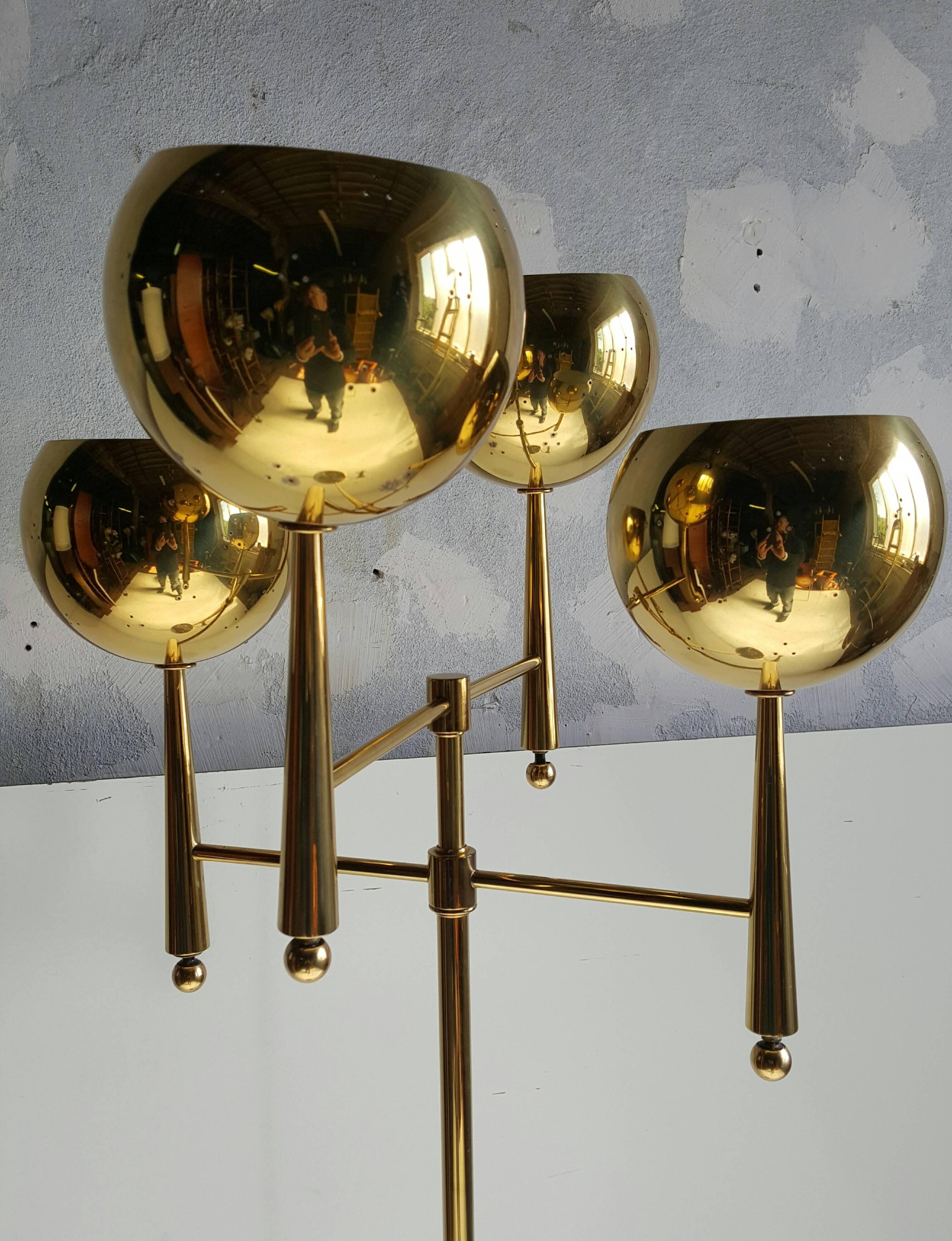 Mid-Century Modern Rare Brass Four Eyeball Floor Lamp, Modernist, Regency by Stiffel, Parzinger