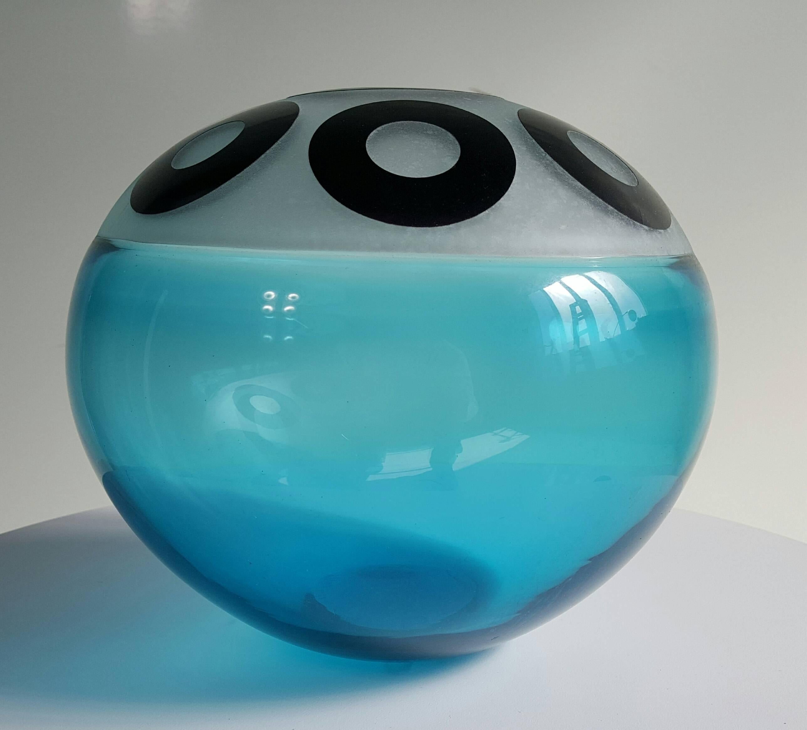 Mid-Century Modern Correia Art Glass Sphere, Vase Signed, Limited Edition 45/500, circa 1979