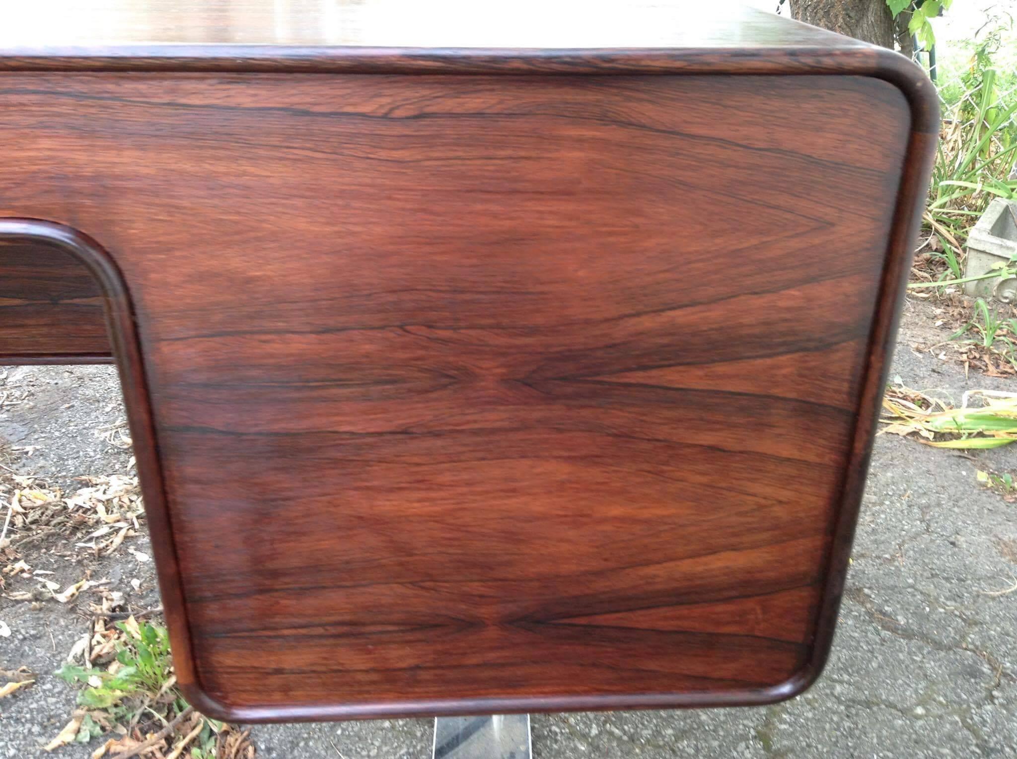 Scandinavian Modern Important Leif Jacobsen, Rosewood Executive Desk, Made in Denmark