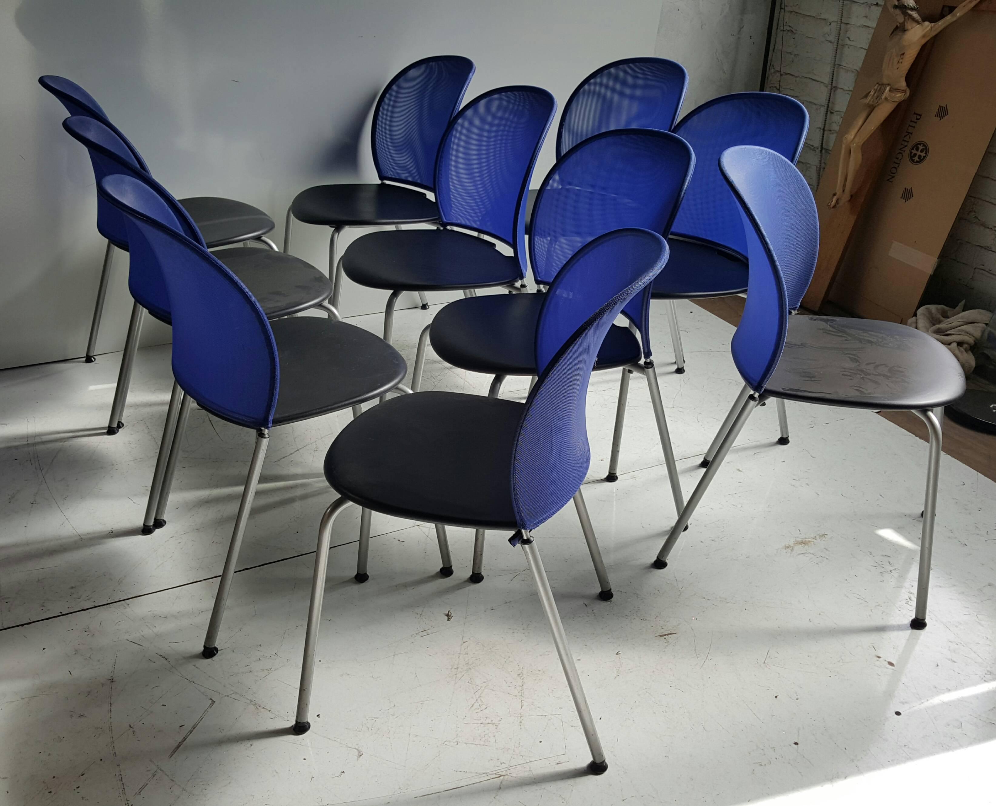 Mesh Set of Ten Post Modern Hindermann Orta Side, Dining Chairs/Dietiker Switzerland For Sale