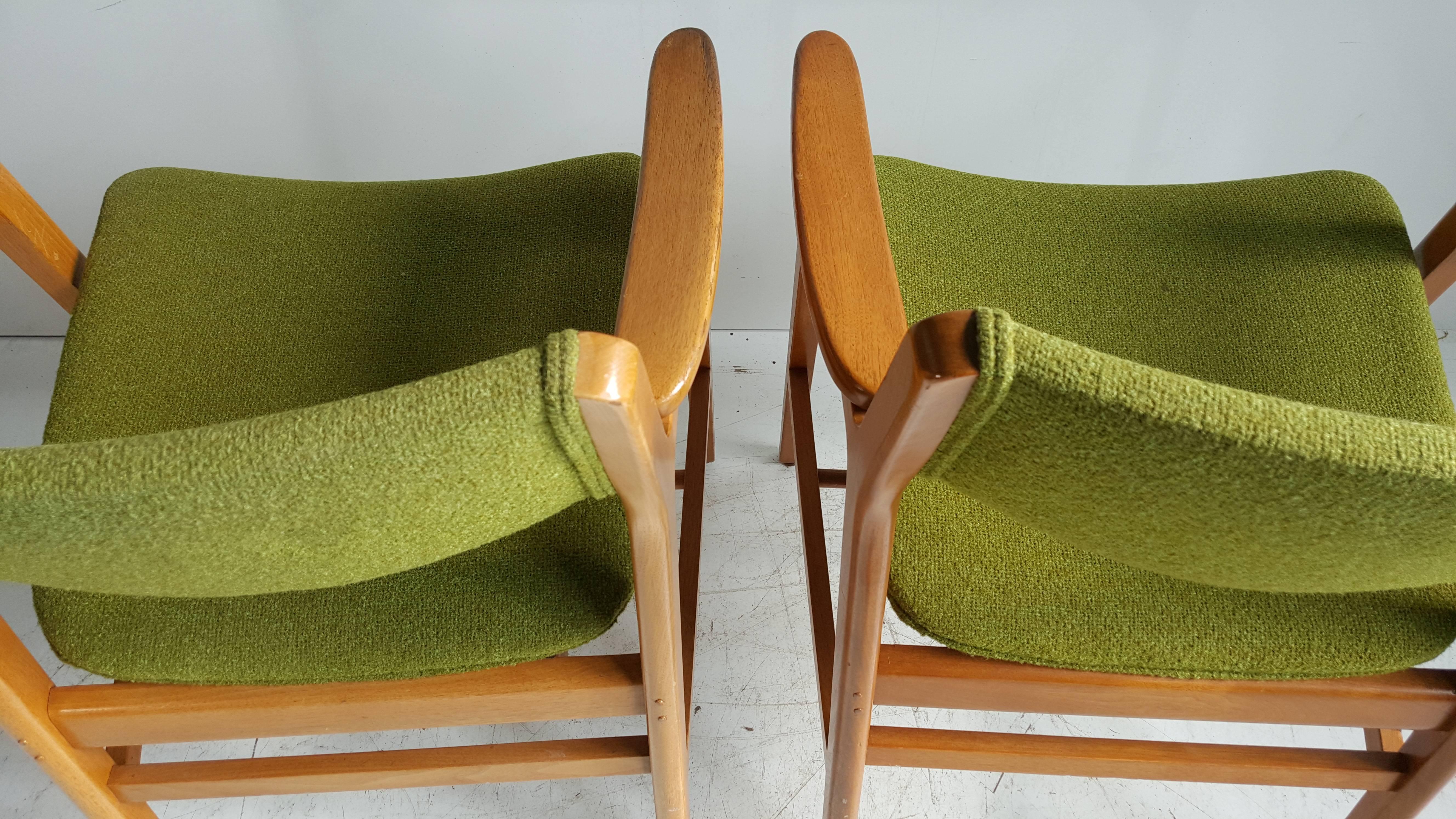 Upholstery Classic Mid-Century Modern Armchairs, Manufactured by W.H. Gunlocke Chair Co.