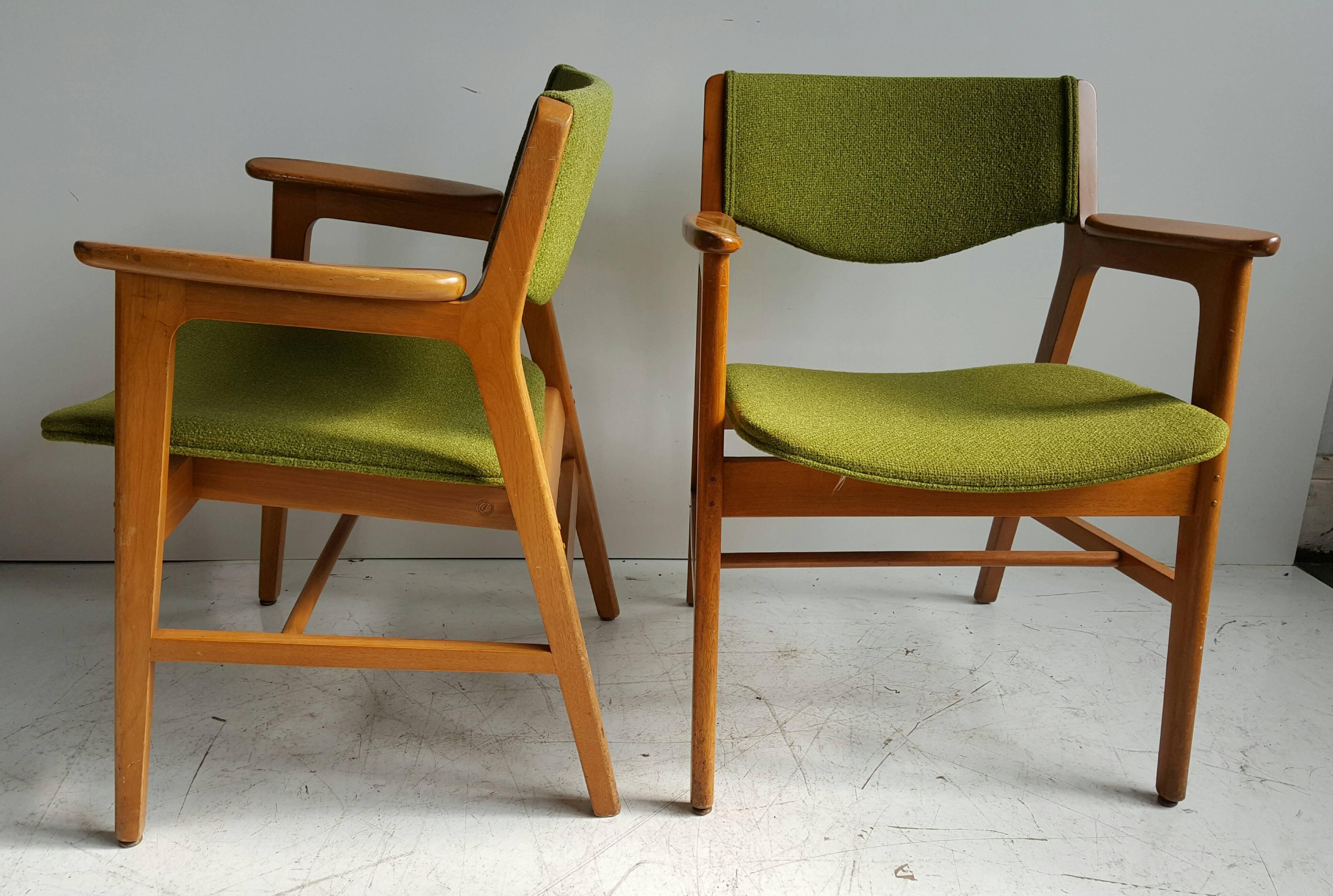20th Century Classic Mid-Century Modern Armchairs, Manufactured by W.H. Gunlocke Chair Co.