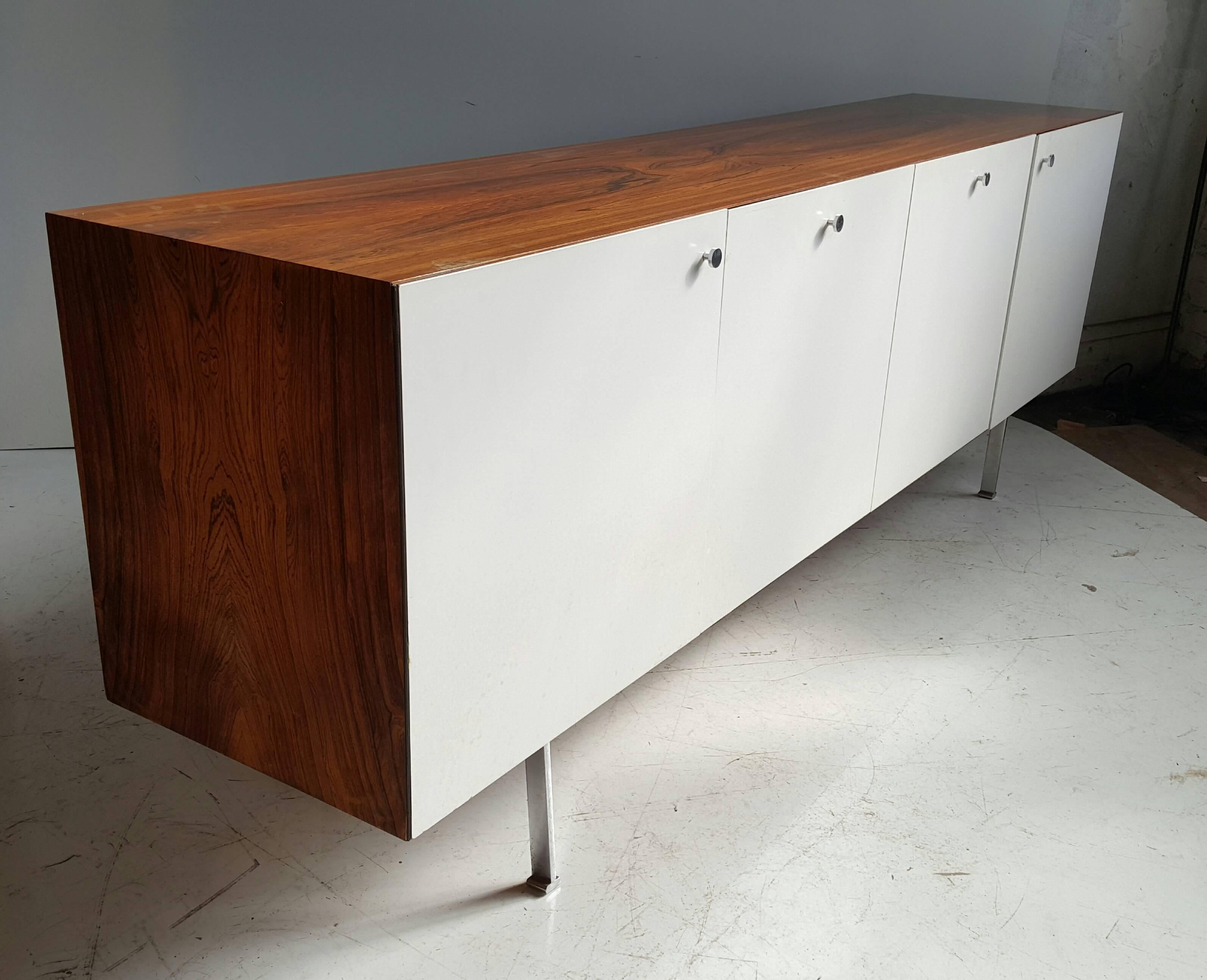 Mid-Century Modern Poul Nørreklit Rosewood and White Lacquer Credenza for Georg Petersens