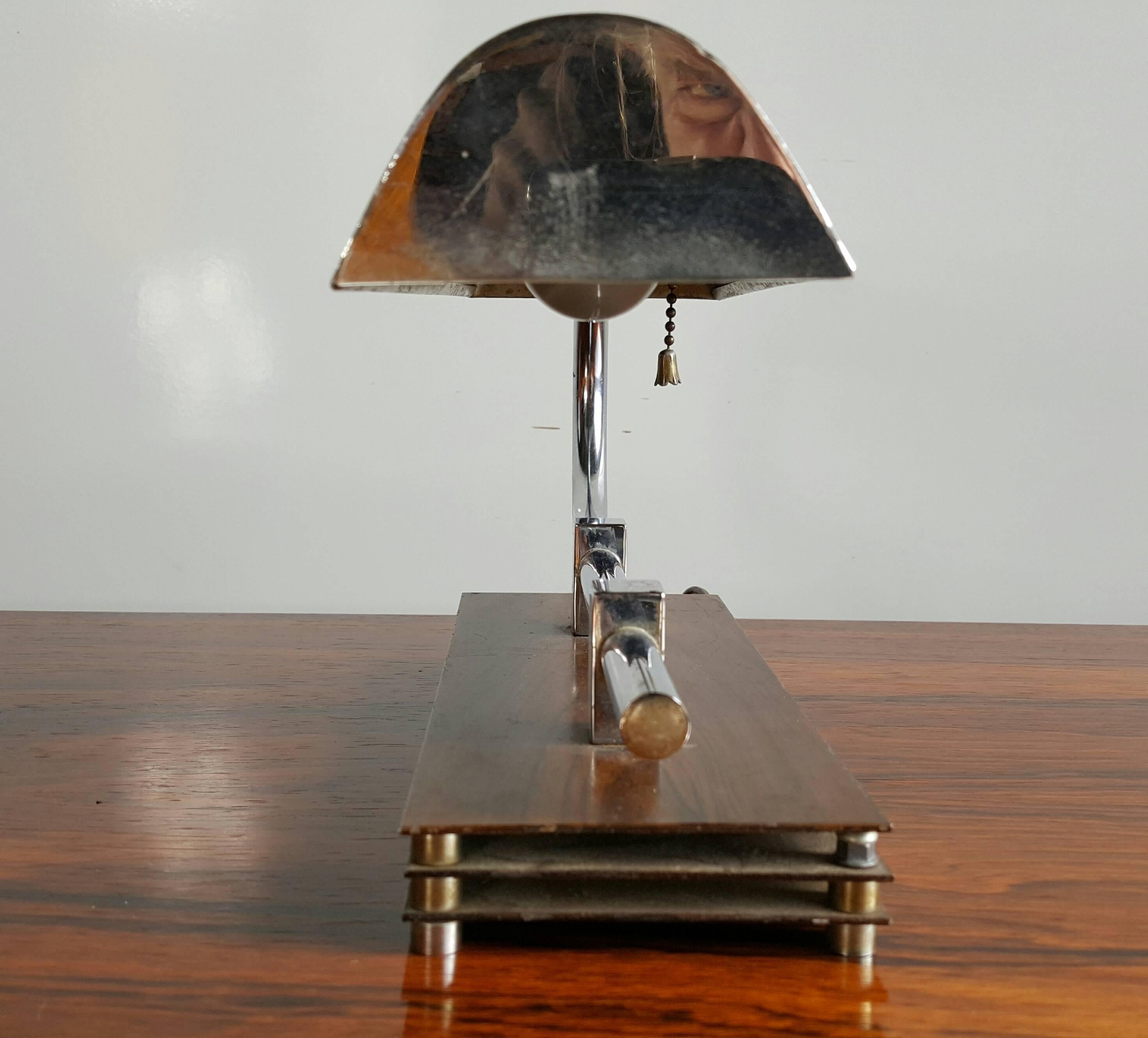 Painted Art Deco Machine Age Chrome Desk Lamp Manner of Gilbert Rhode
