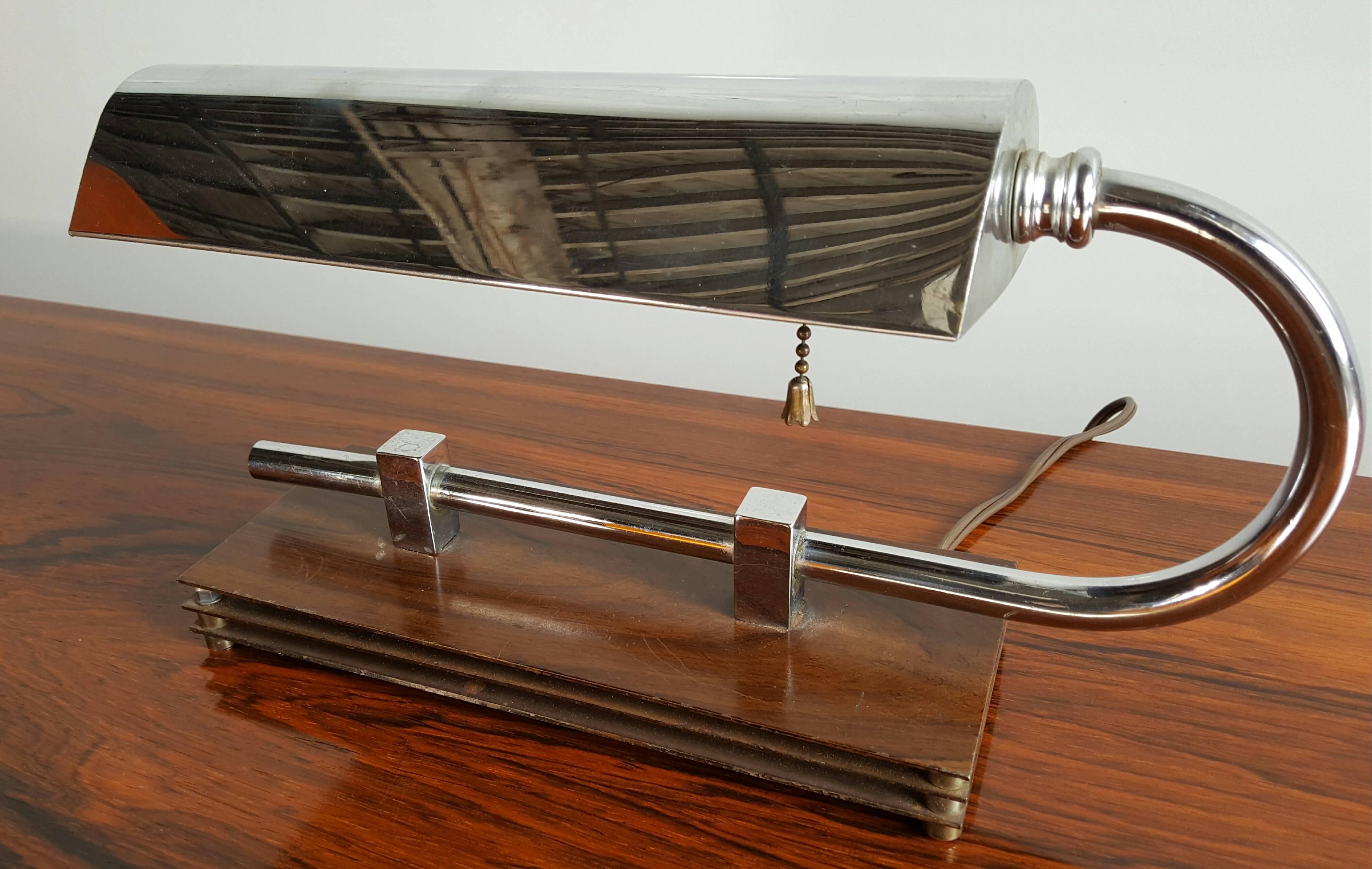 Mid-20th Century Art Deco Machine Age Chrome Desk Lamp Manner of Gilbert Rhode