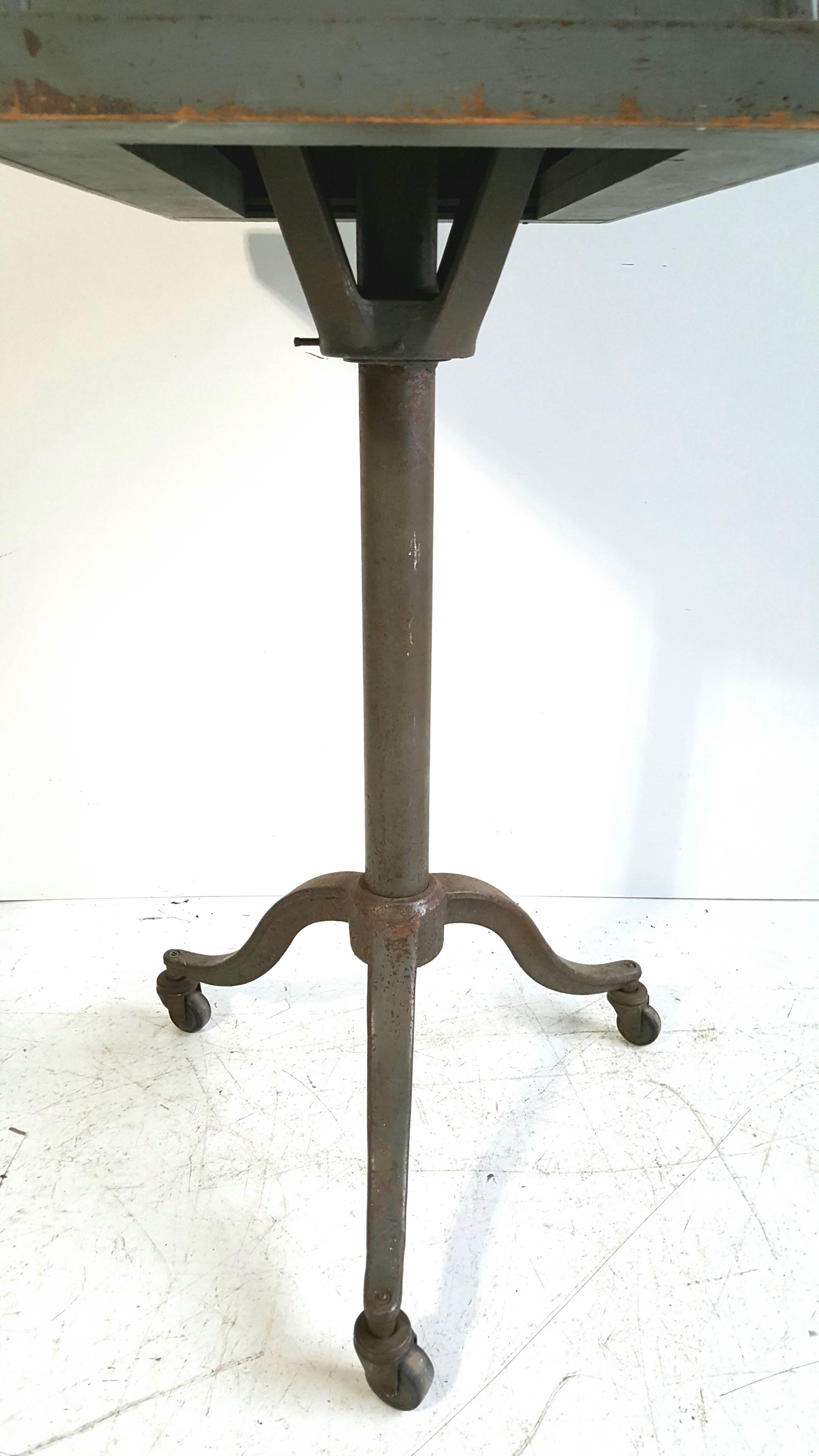 Mid-20th Century Unusual Industrial Double Sided Cast Iron and Wood Artist Easel, circa 1930s