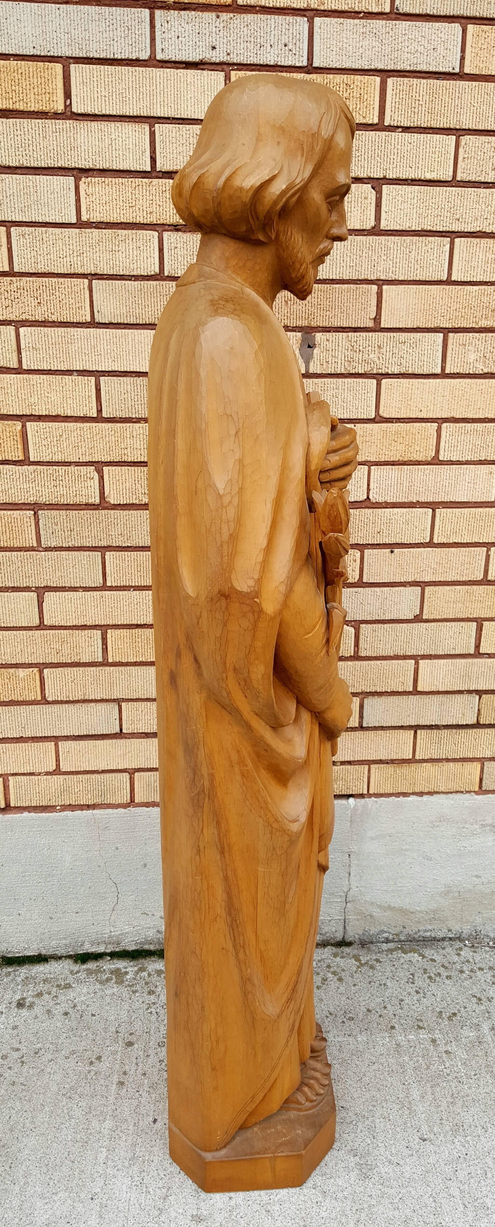 20th Century Carved Wood Religious Figure, 'Joseph' Italy In Good Condition For Sale In Buffalo, NY