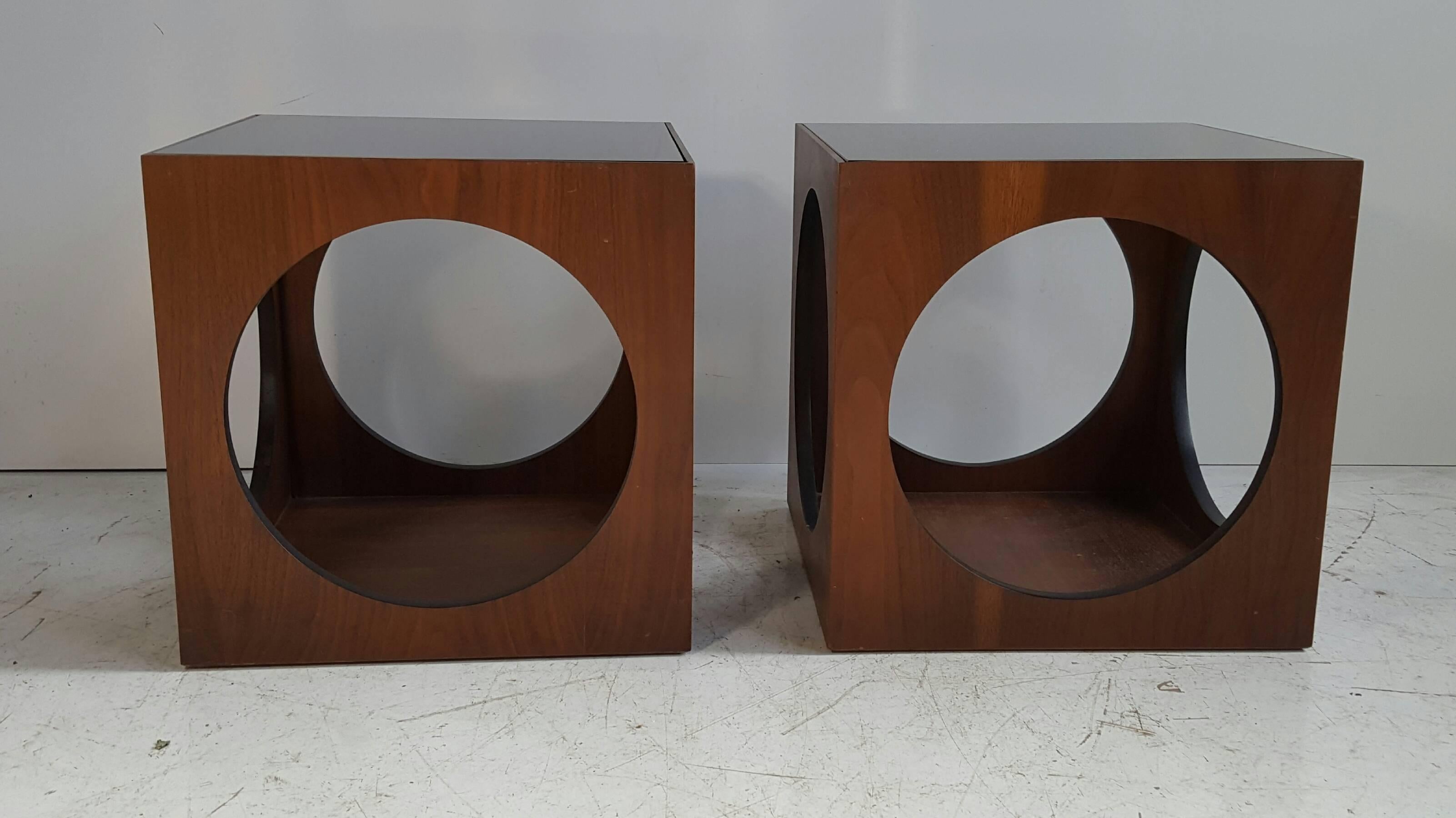 American Classic 1970s Space Age Walnut and Glass Tables 