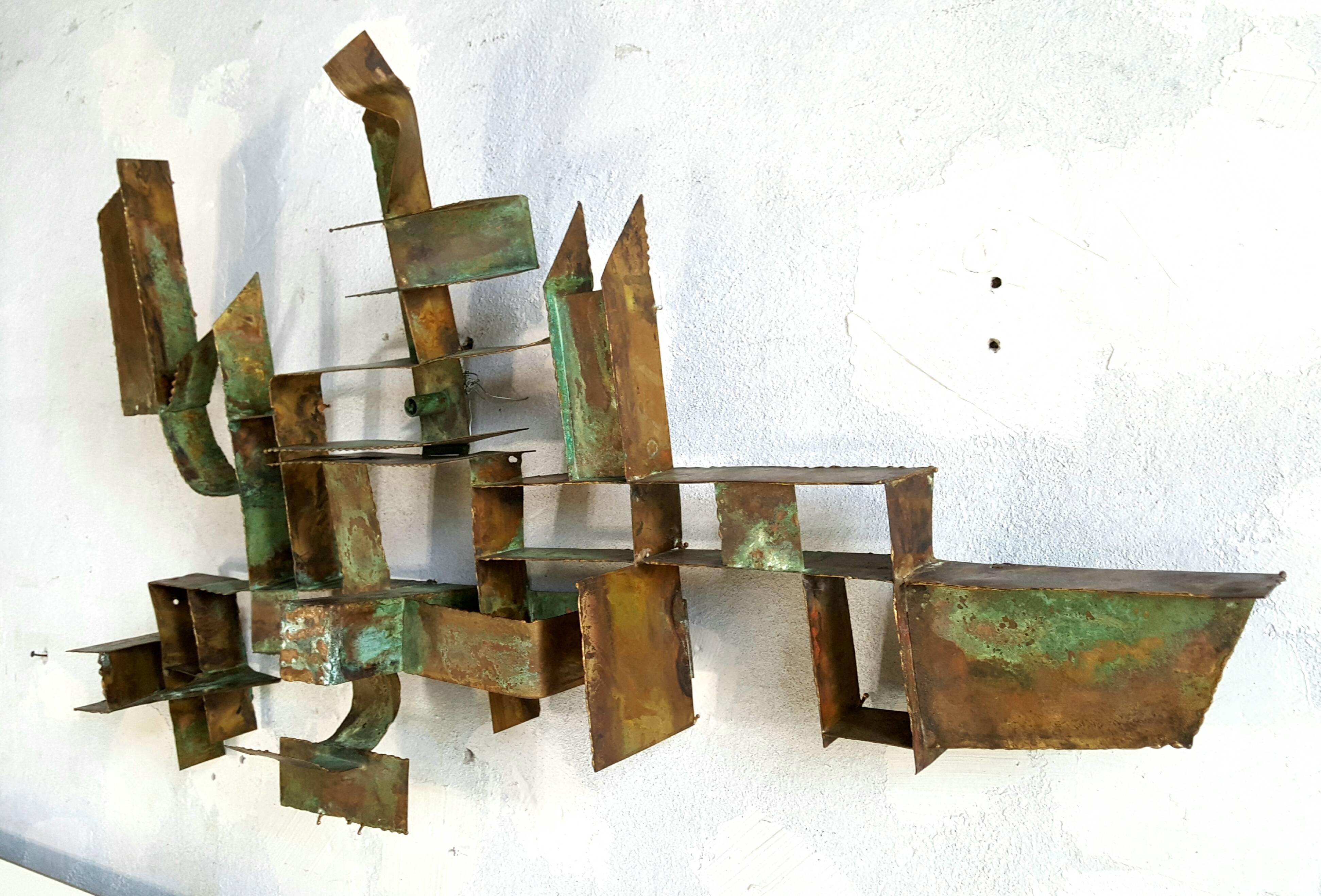Brutalist Bronze Wall Hanging Sculpture, Germany In Excellent Condition In Buffalo, NY