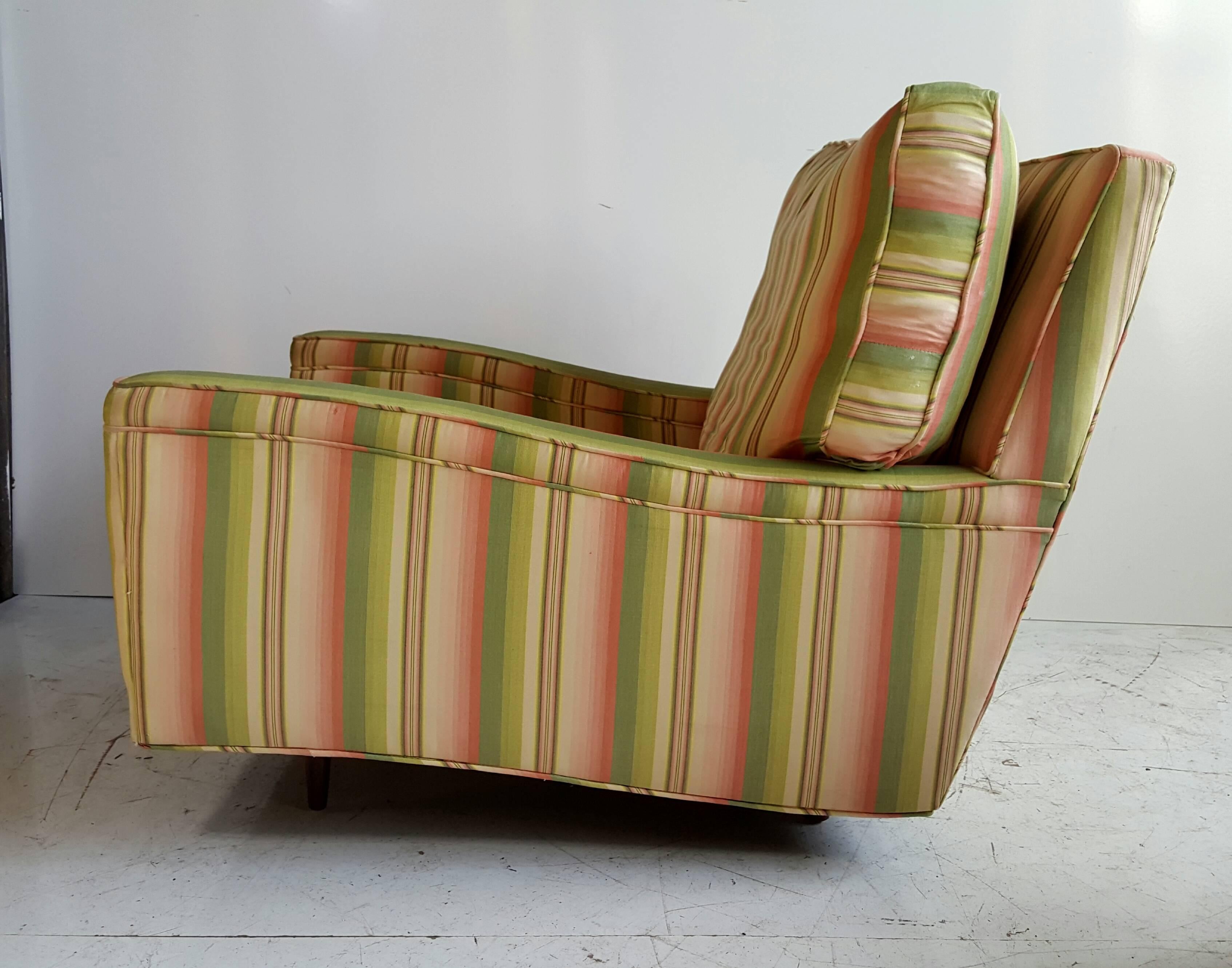 striped chair with ottoman