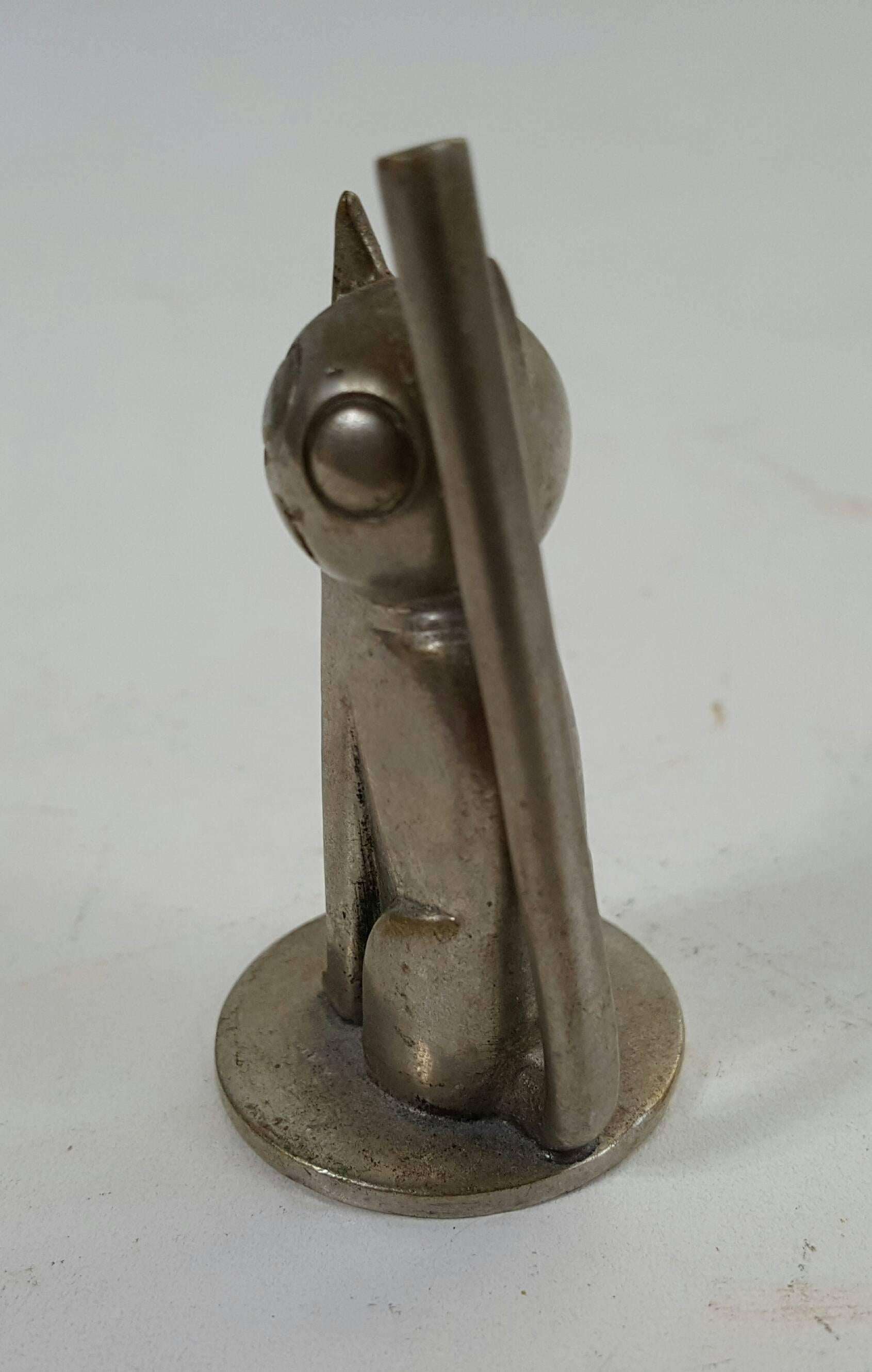 Art Deco Karl Hagenauer Modernist Cat, Silvered Bronze