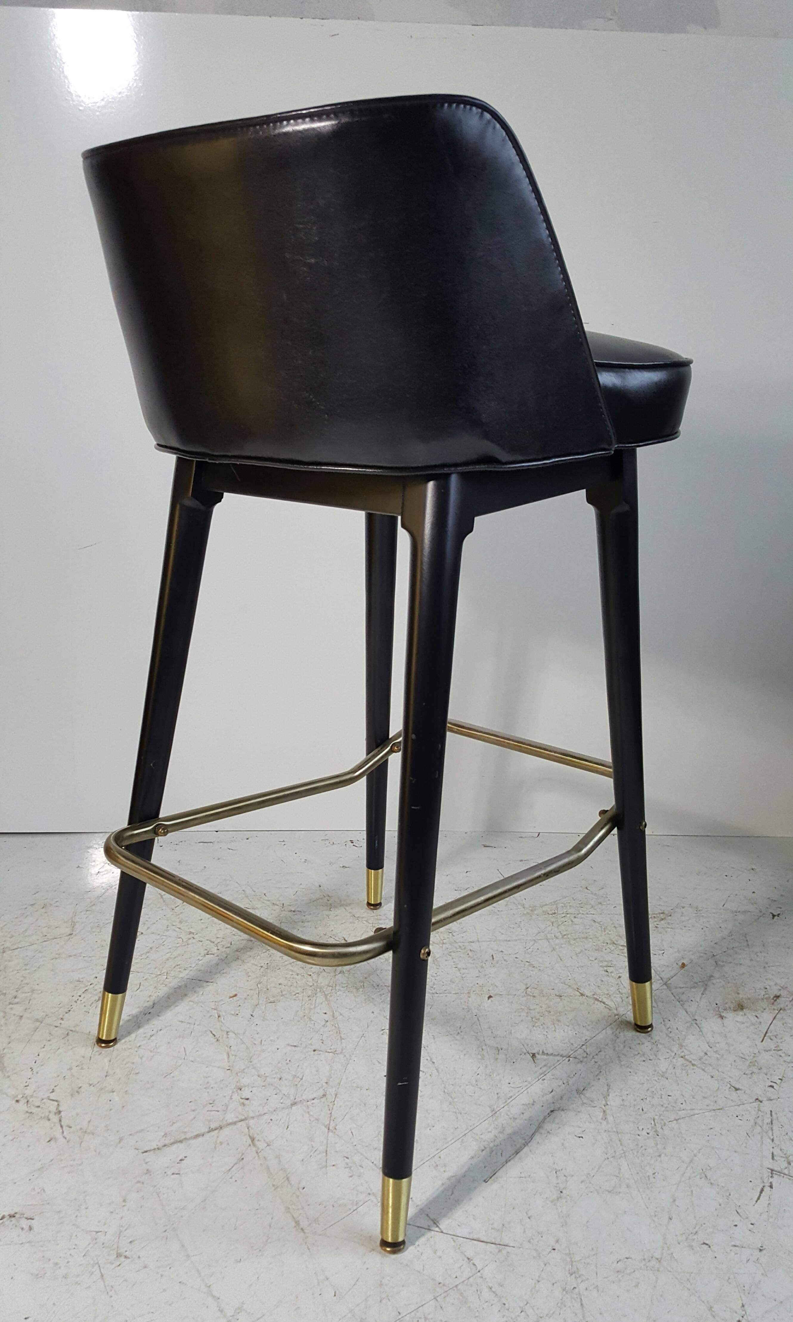 Brass Set of Four Classic 1960s Bar /Counter Stools by Shelby Williams
