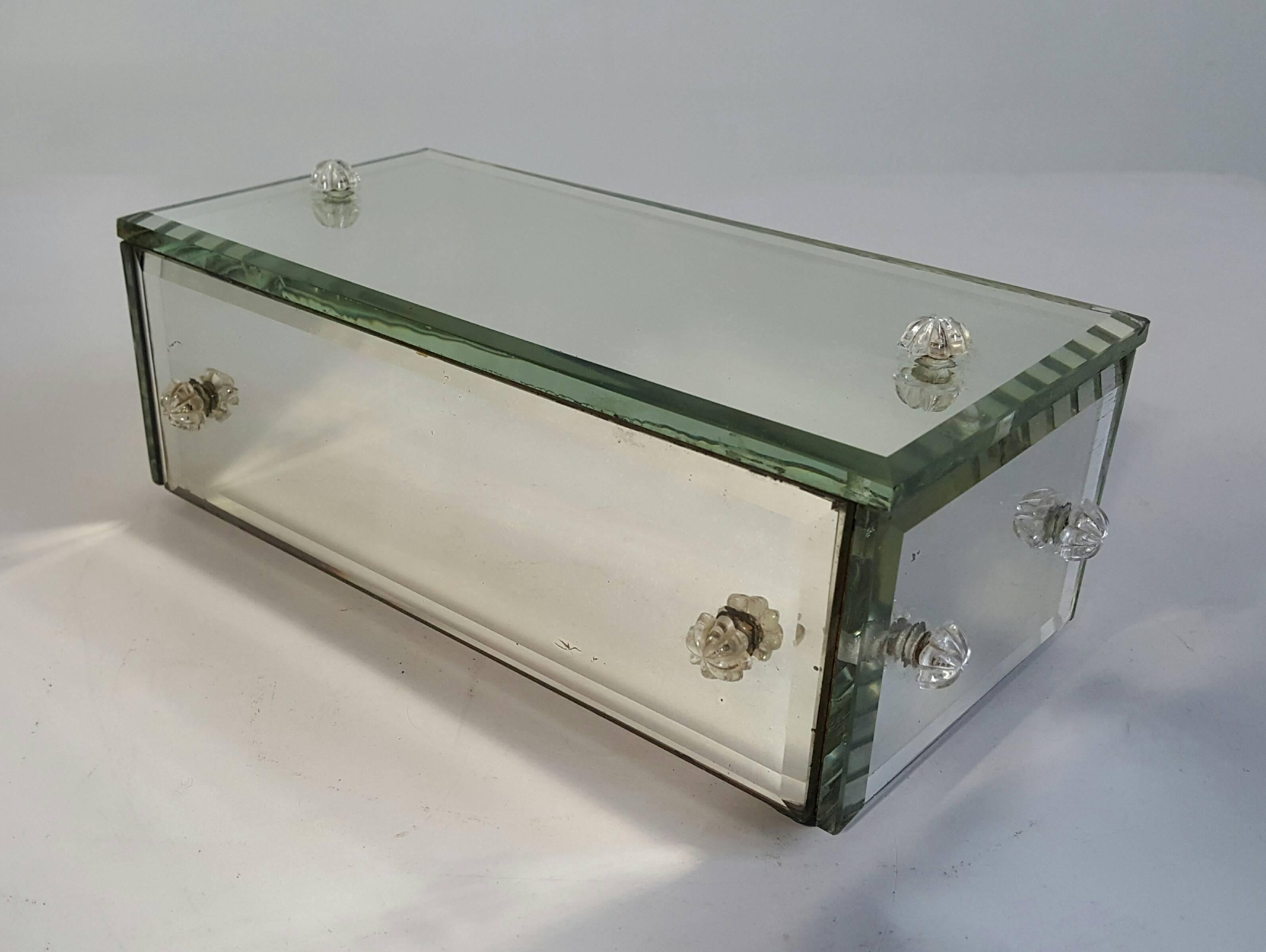 Regency Mirrored Trinket Box with Drawers, circa 1940s In Good Condition In Buffalo, NY