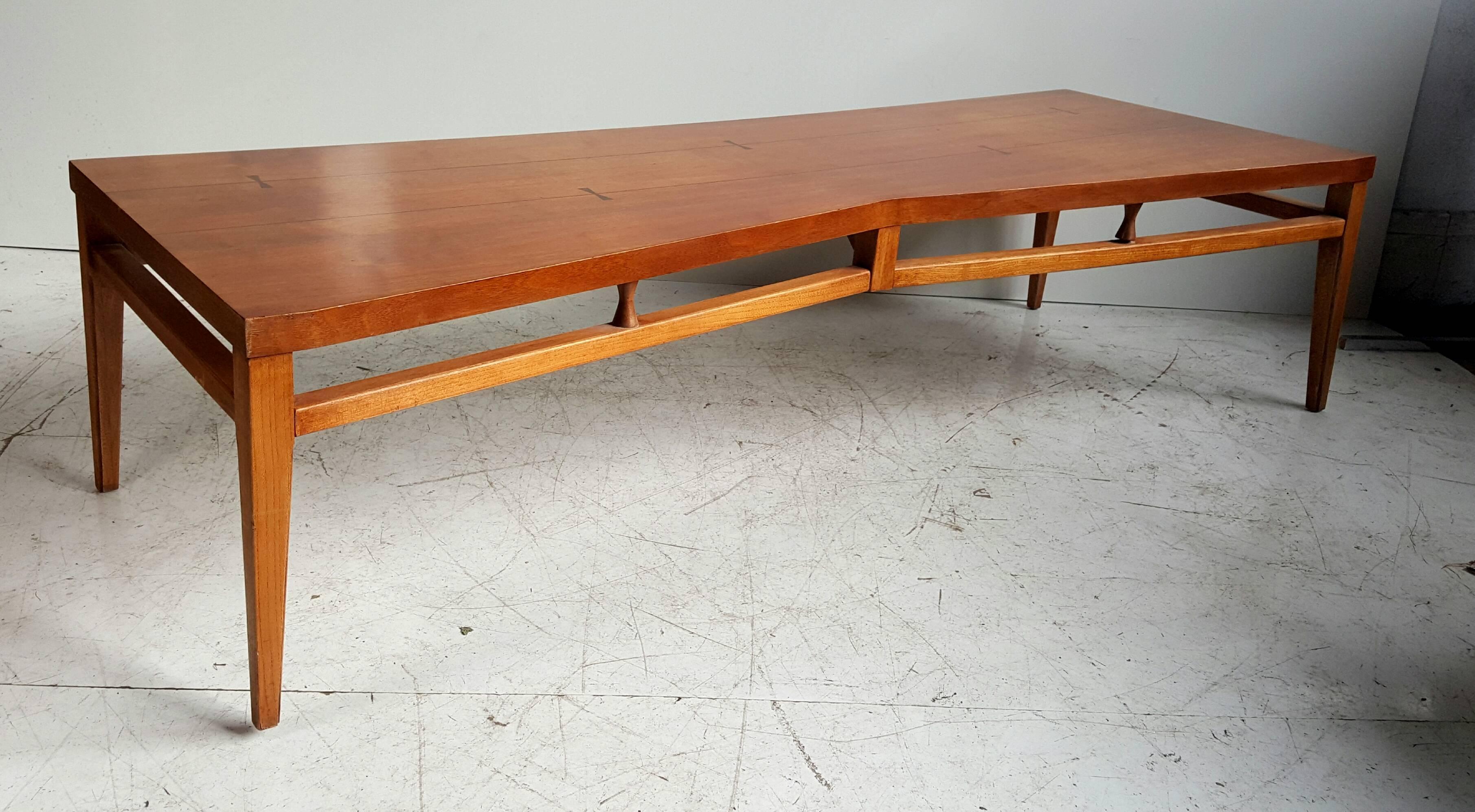 Modern walnut and rosewood cocktail table or bench 'Tuxedo