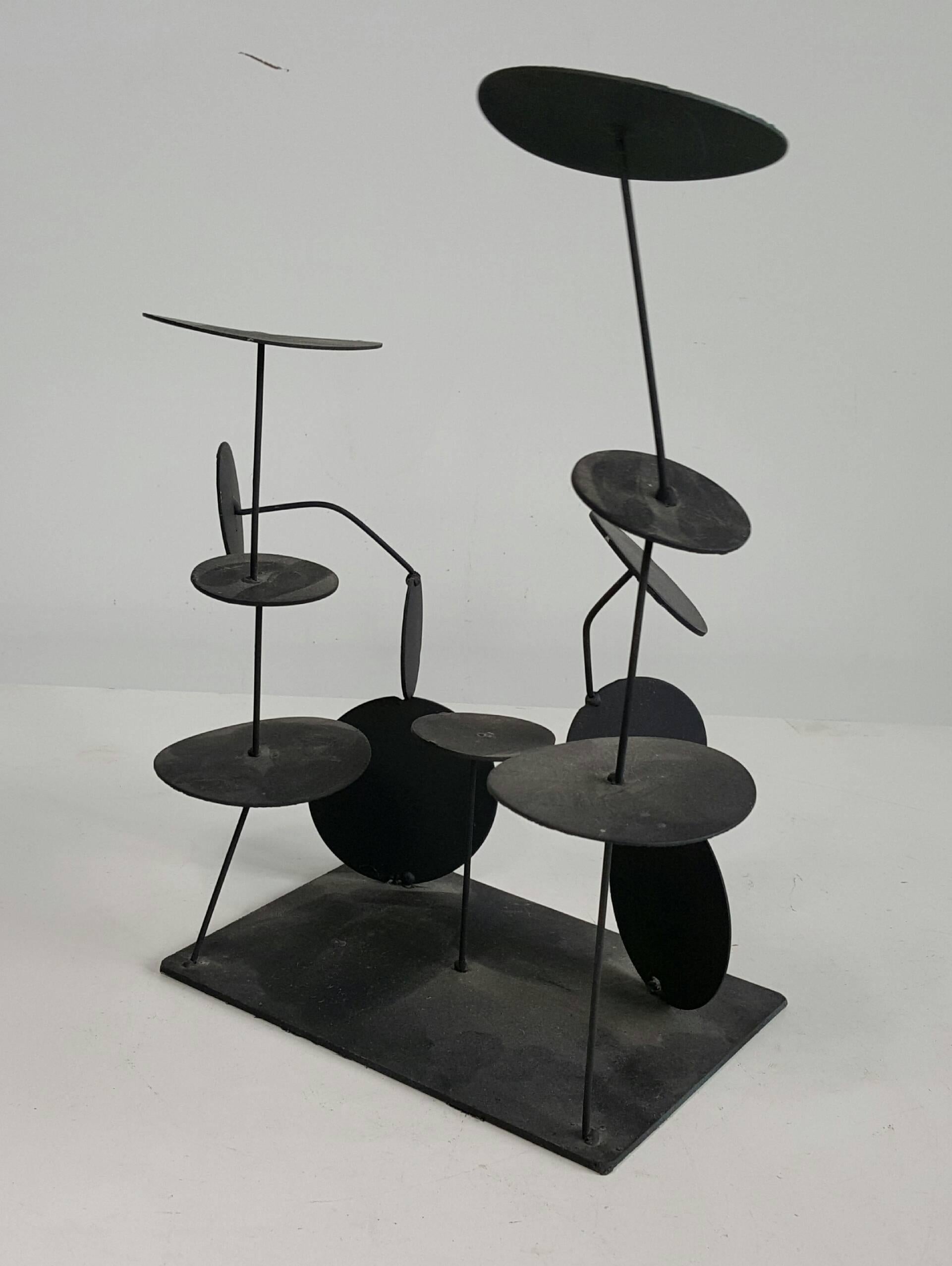 American Modernist Iron Abstract Kinetic Sculpture 