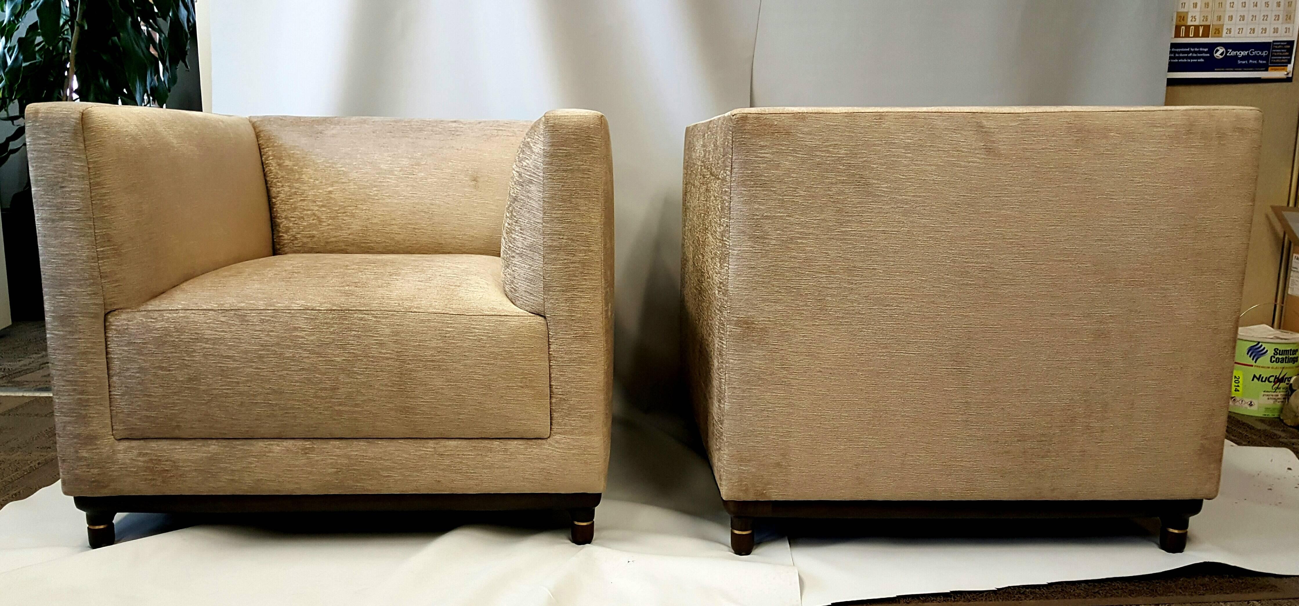 Stunning pair of oversized lounge chairs. Classic Art Deco 