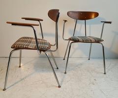 Pair of Modernist "Jetson's" Plywood and Chrome Armchairs