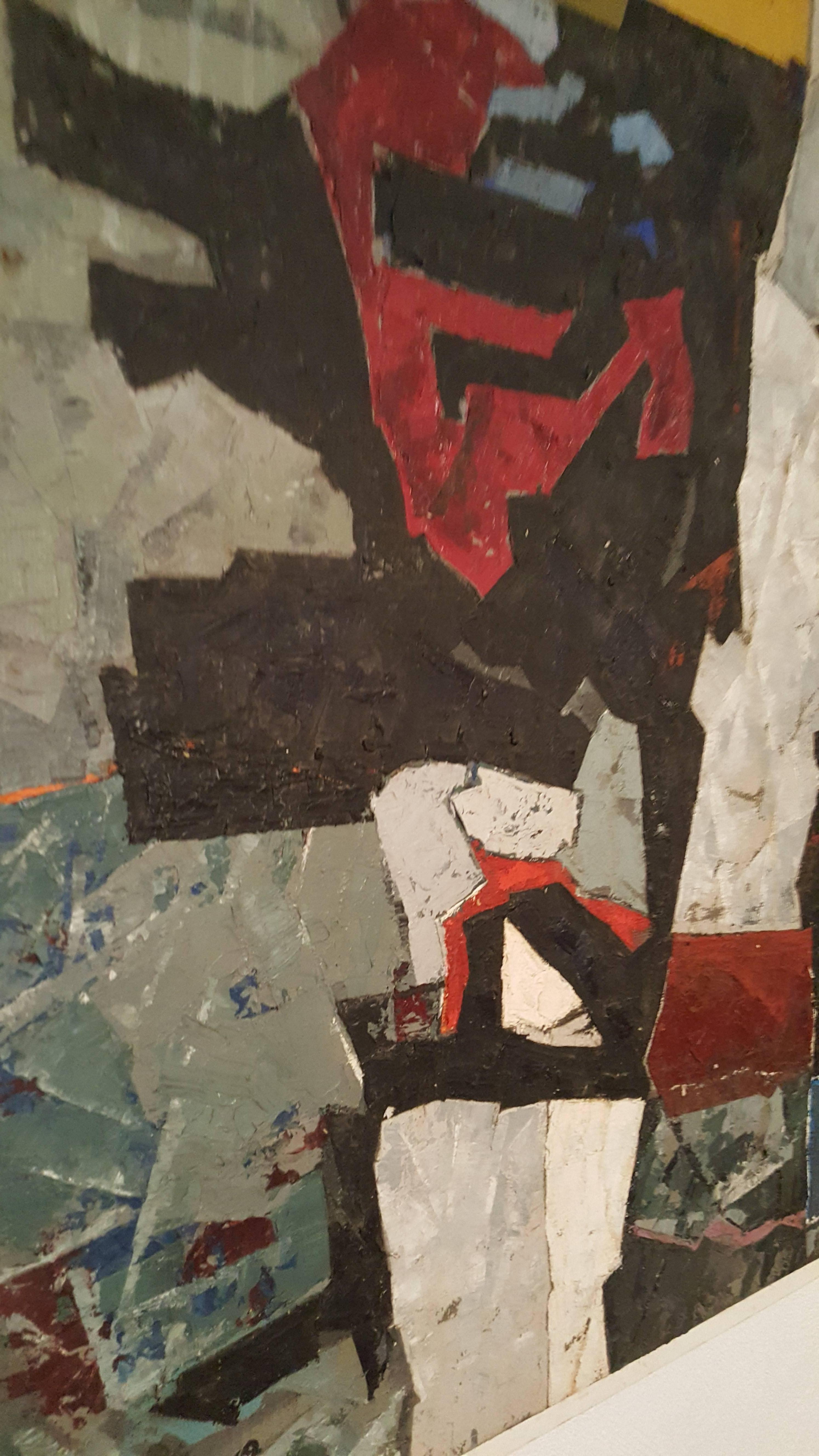 Hand-Painted Modern Abstract Oil on Board, Painting by K.Siebert, circa 1959