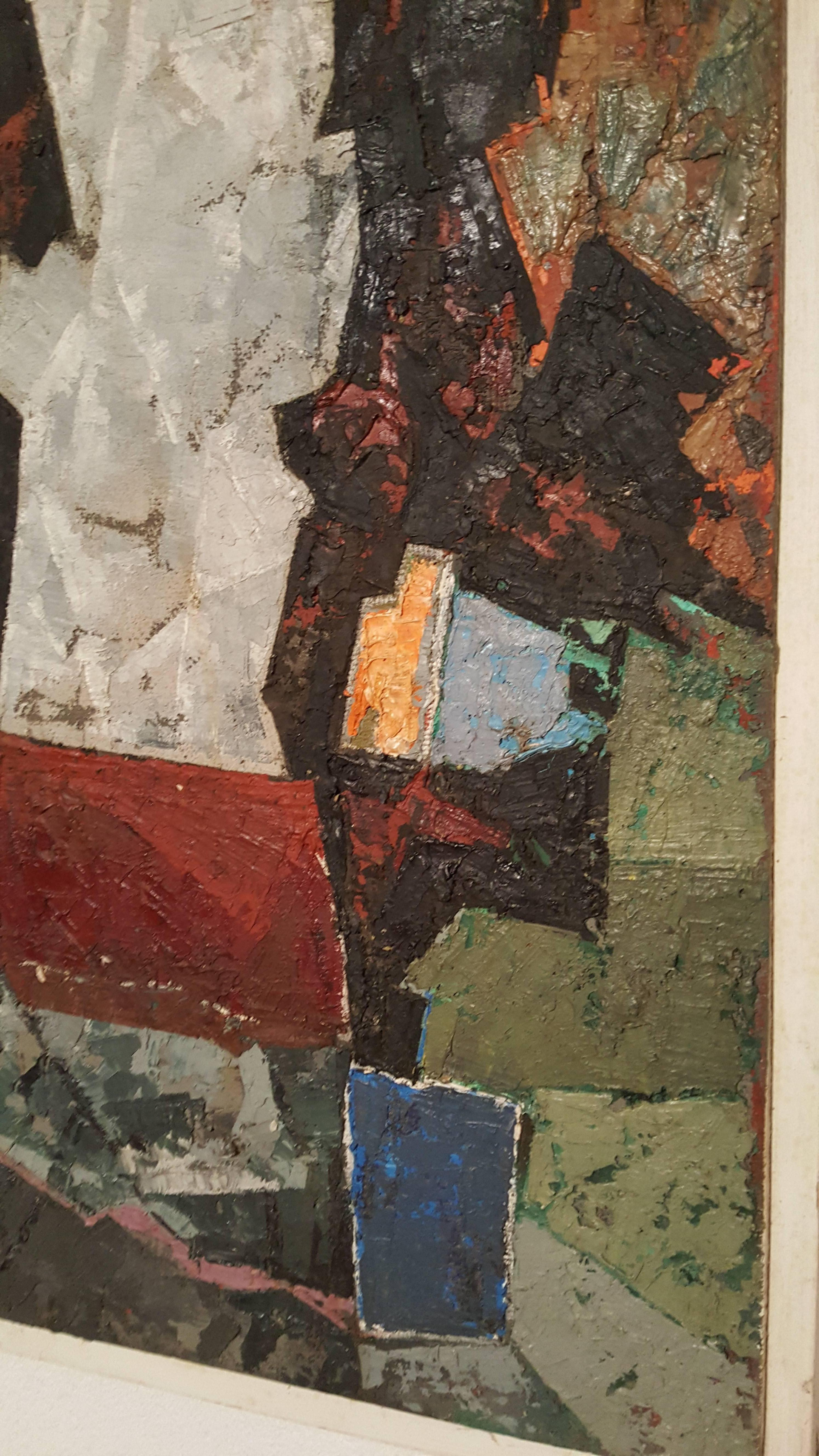 Mid-Century Modern Modern Abstract Oil on Board, Painting by K.Siebert, circa 1959