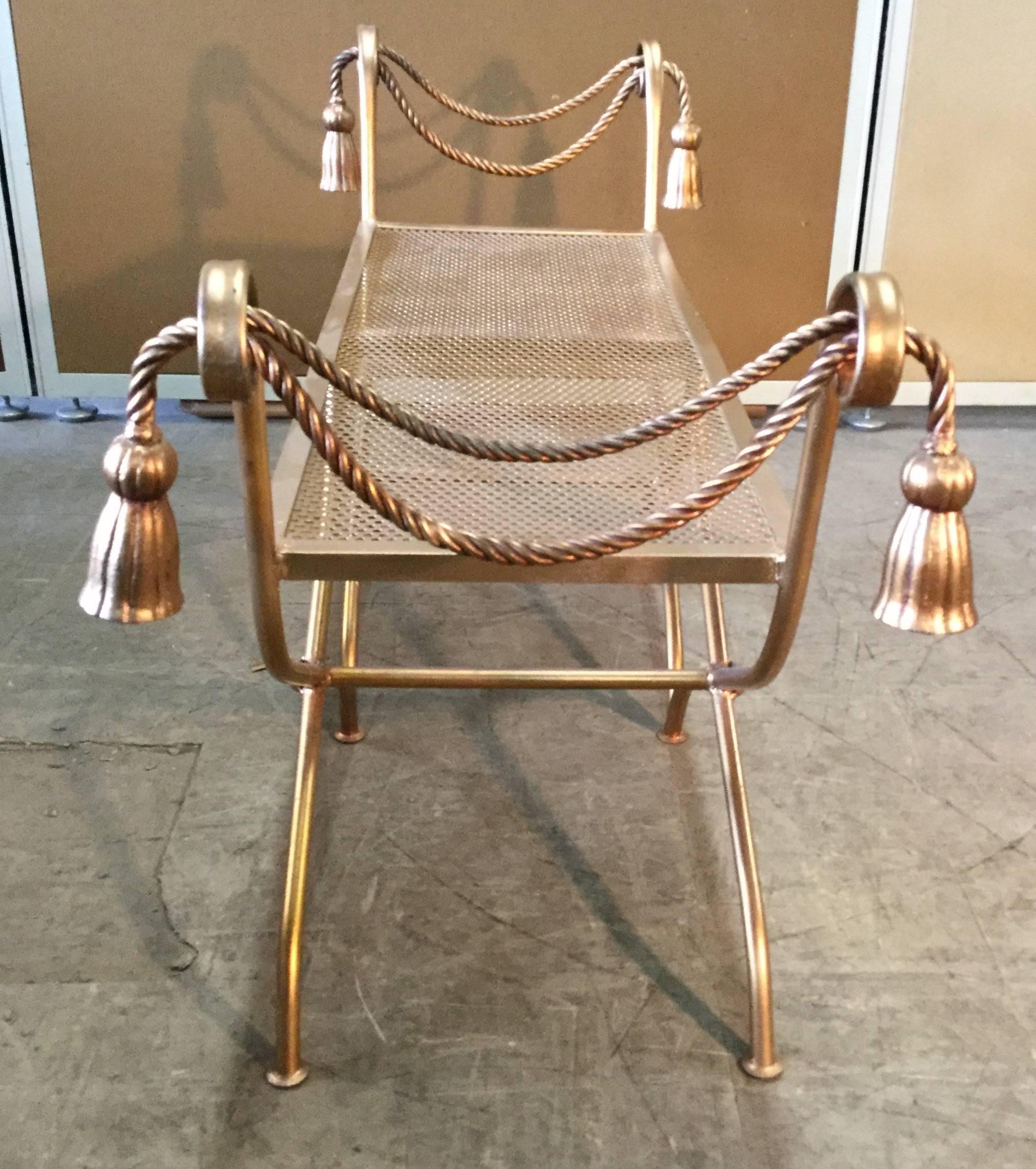 Fabulous Regency Rope and Tassel Italian Bench In Good Condition In Buffalo, NY