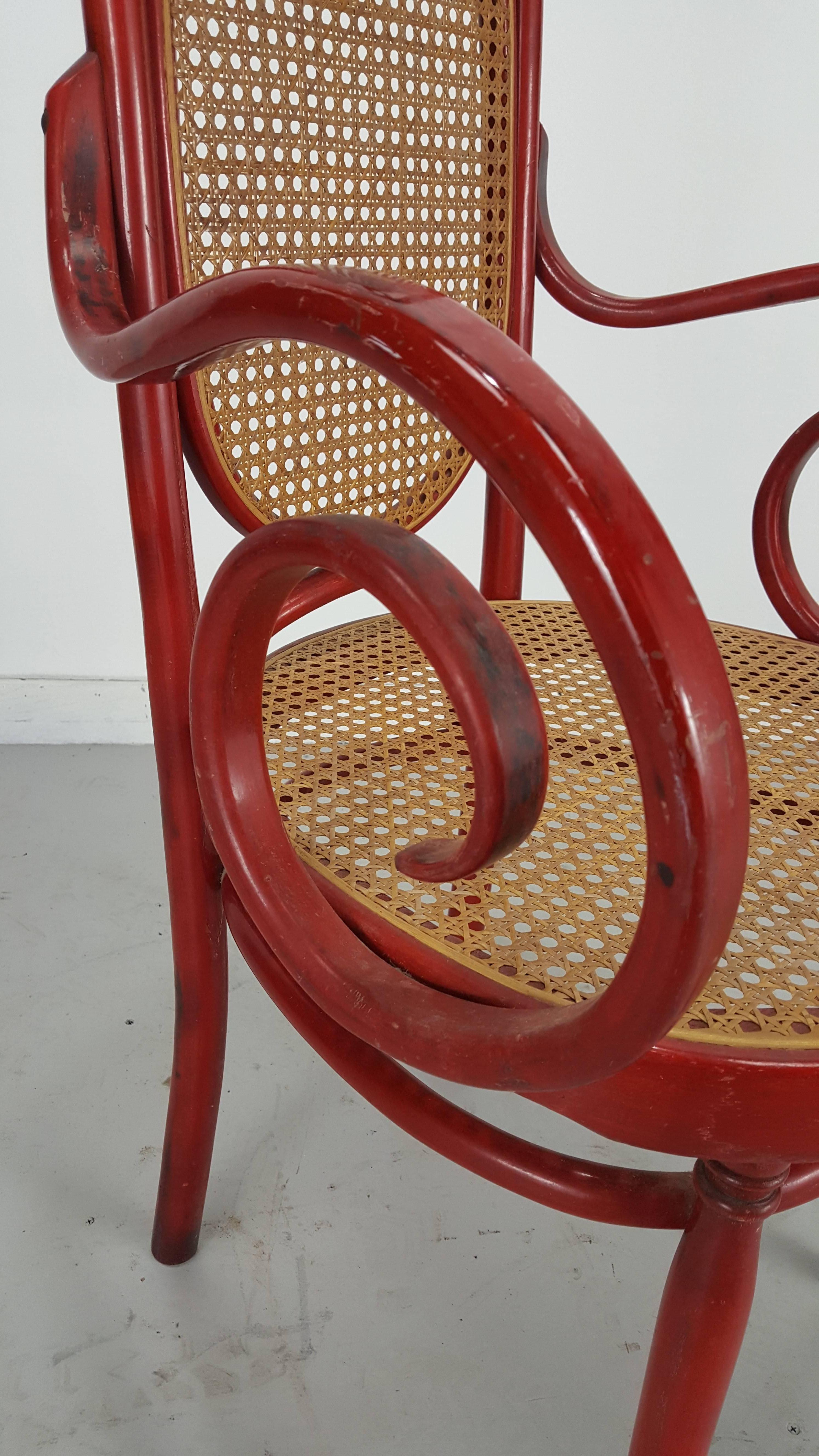 Fauteuil à haut dossier en bois cintré Modèle 17 de Michael Thonet Excellent état - En vente à Buffalo, NY