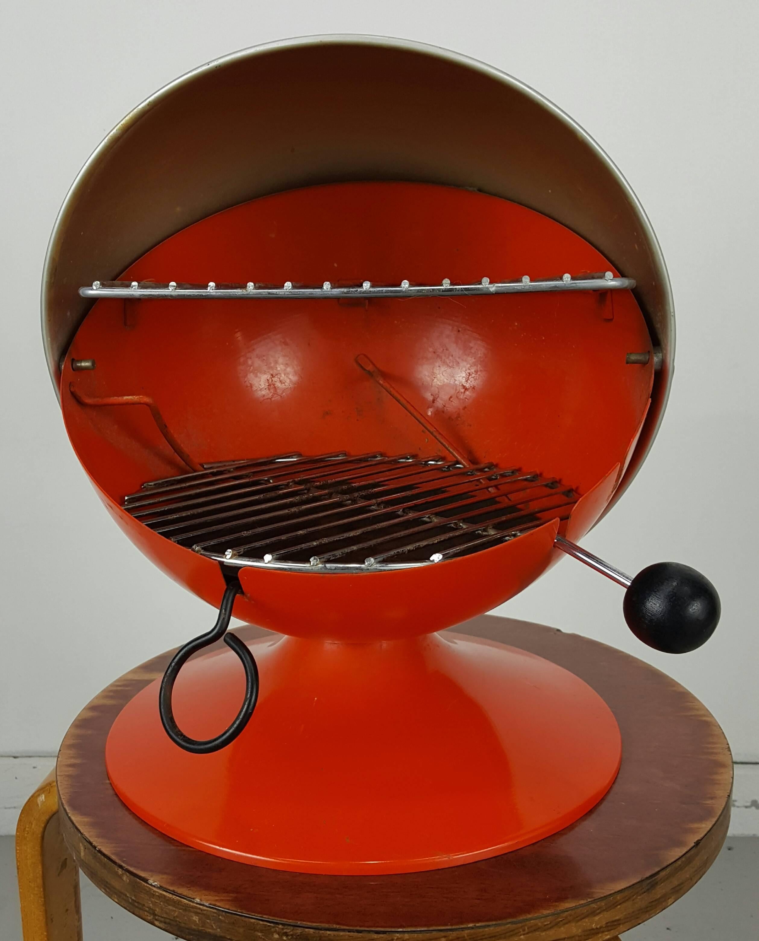 Mid-Century Modern Modernist Tabletop Orange Ball-B-Que BBQ by Shepherd