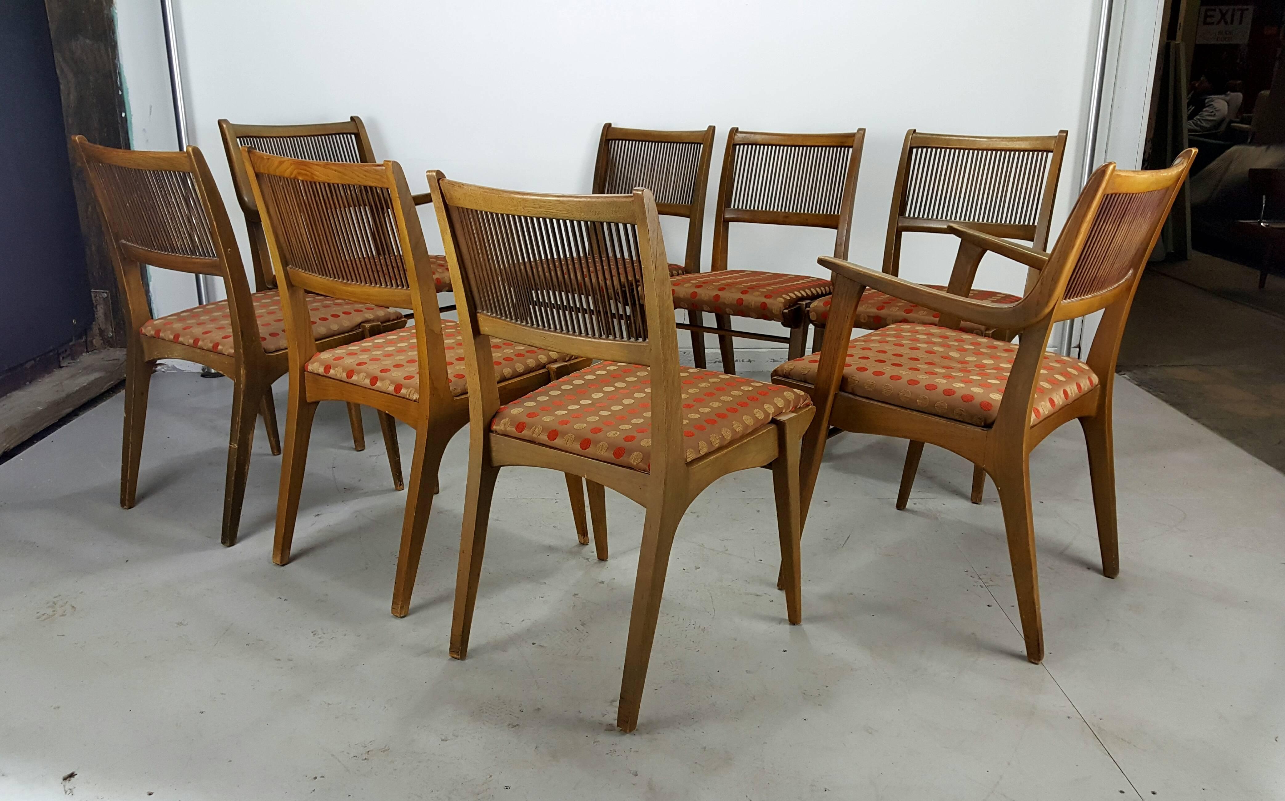 Set of 8 Modernist Dining Chairs Designed by John Van Koert for Drexel's Profile In Good Condition In Buffalo, NY