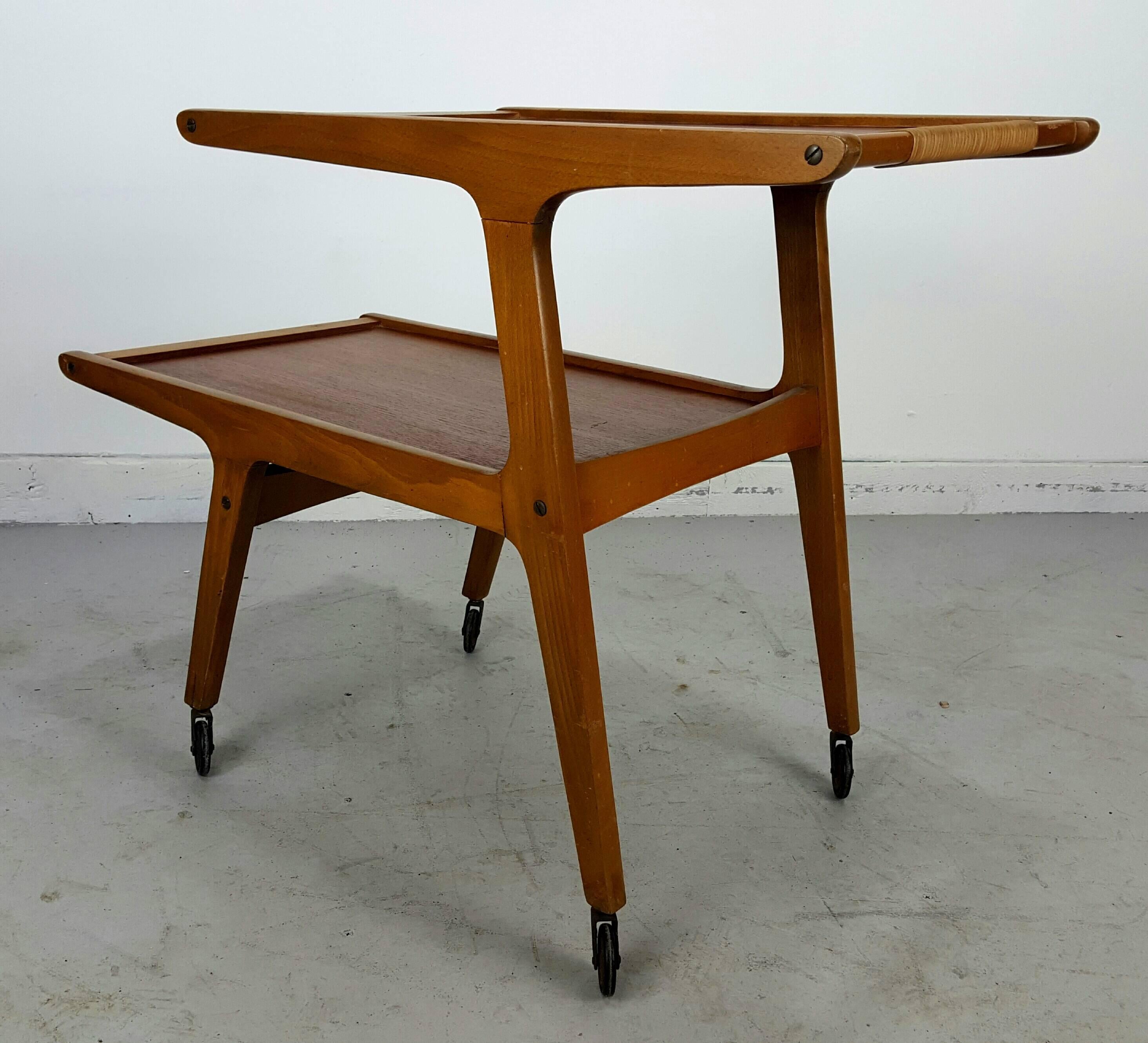 Handsome Sculptural Modernist Tea or Bar Cart or Trolly In Good Condition In Buffalo, NY