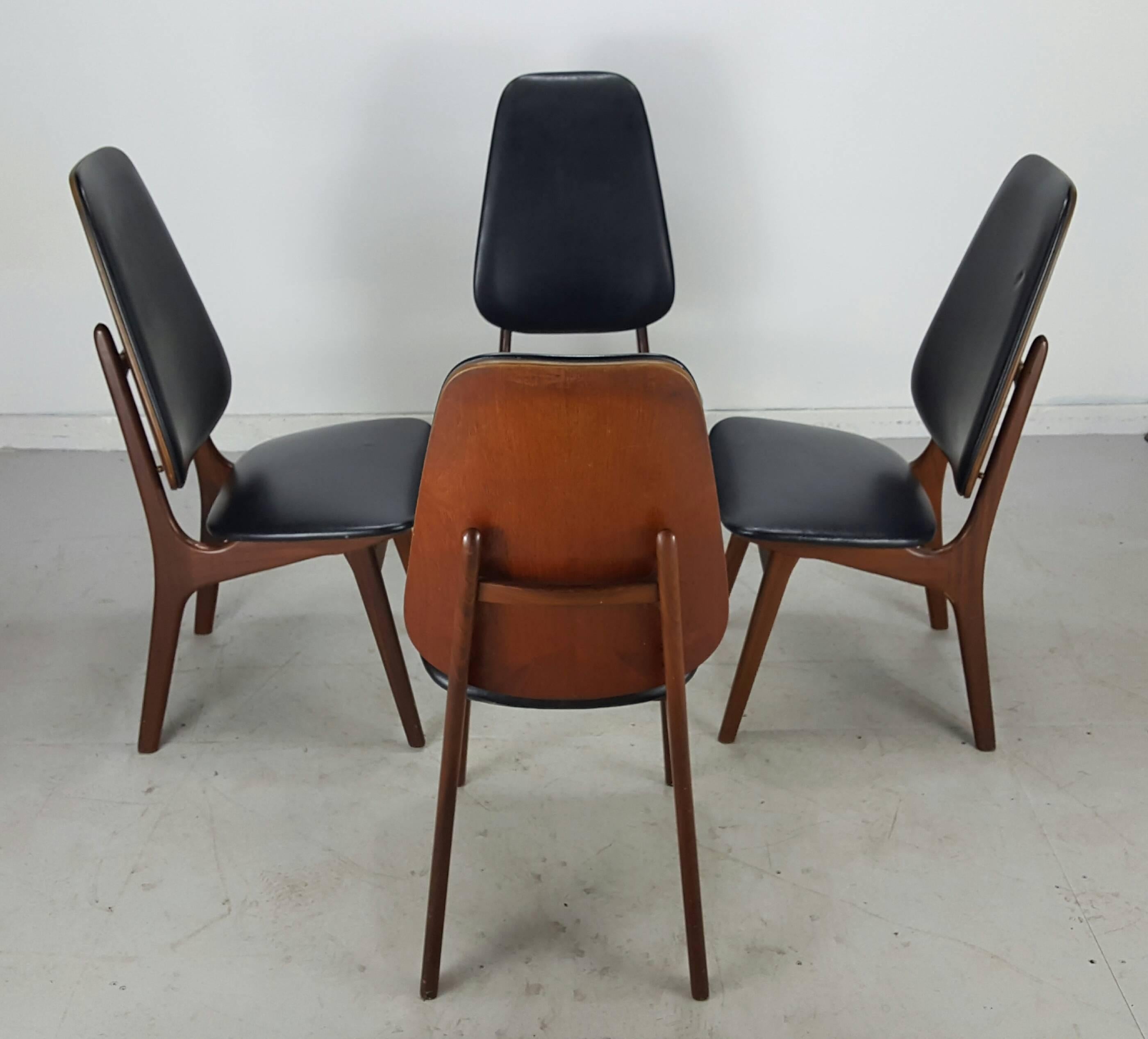 Danish Set of Four Kofoed Larsen High Back Dining Chairs, Denmark